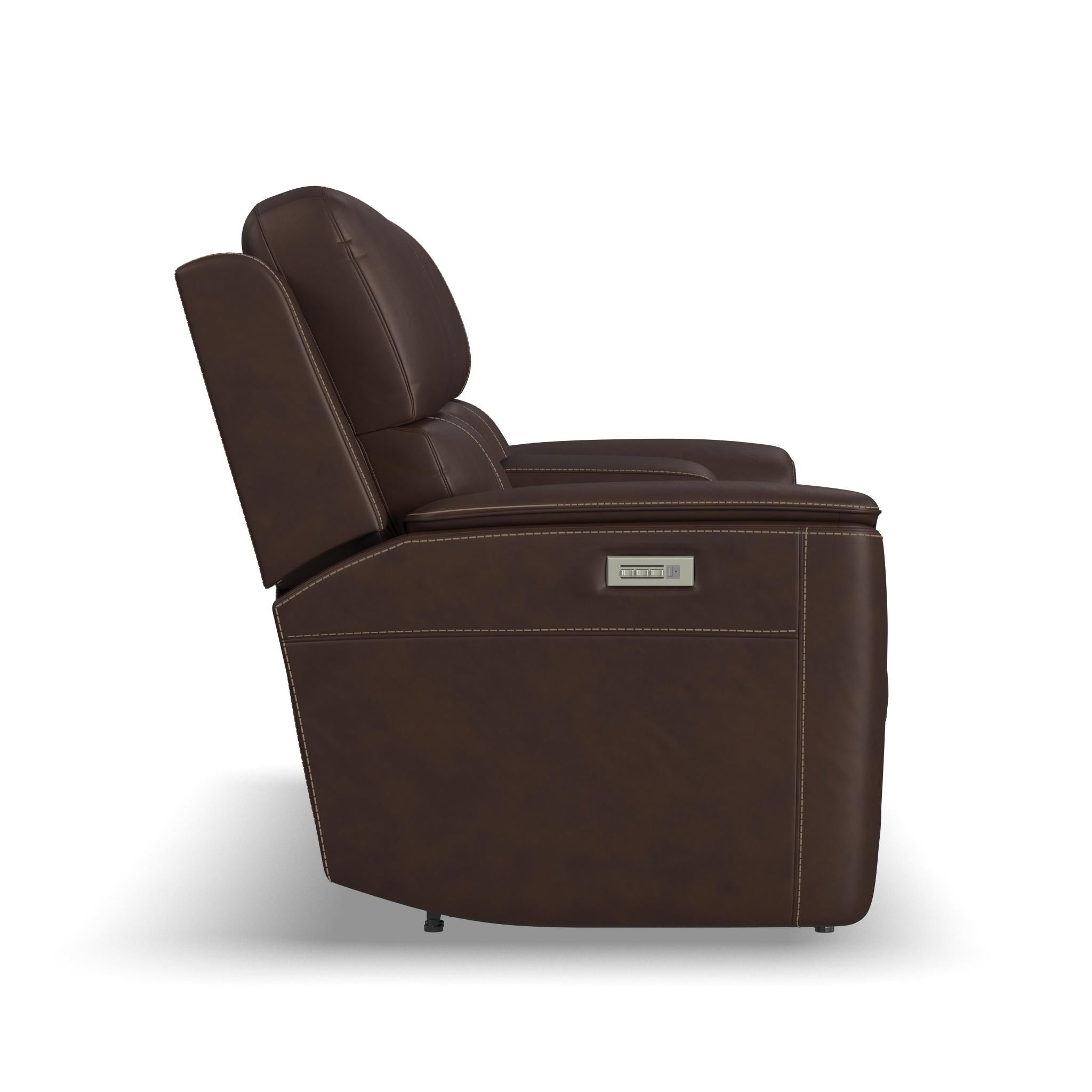 Henry Leather Power Reclining Loveseat with Console & Power Headrests & Lumbar