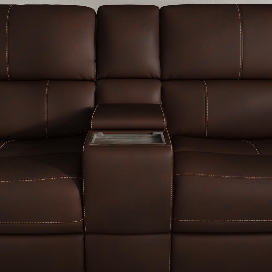 Henry Leather Power Reclining Loveseat with Console & Power Headrests & Lumbar