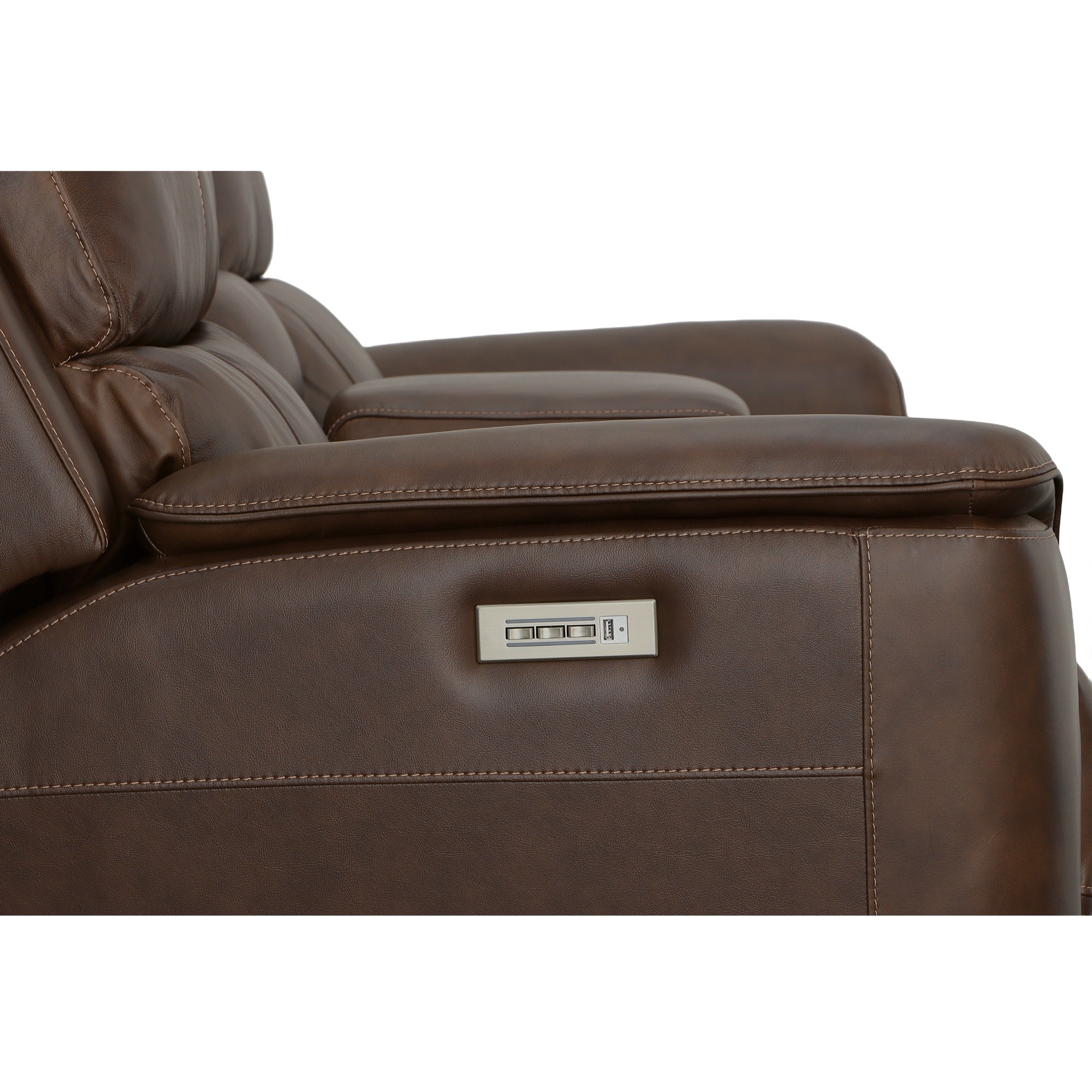Henry Leather Power Reclining Loveseat with Console & Power Headrests & Lumbar