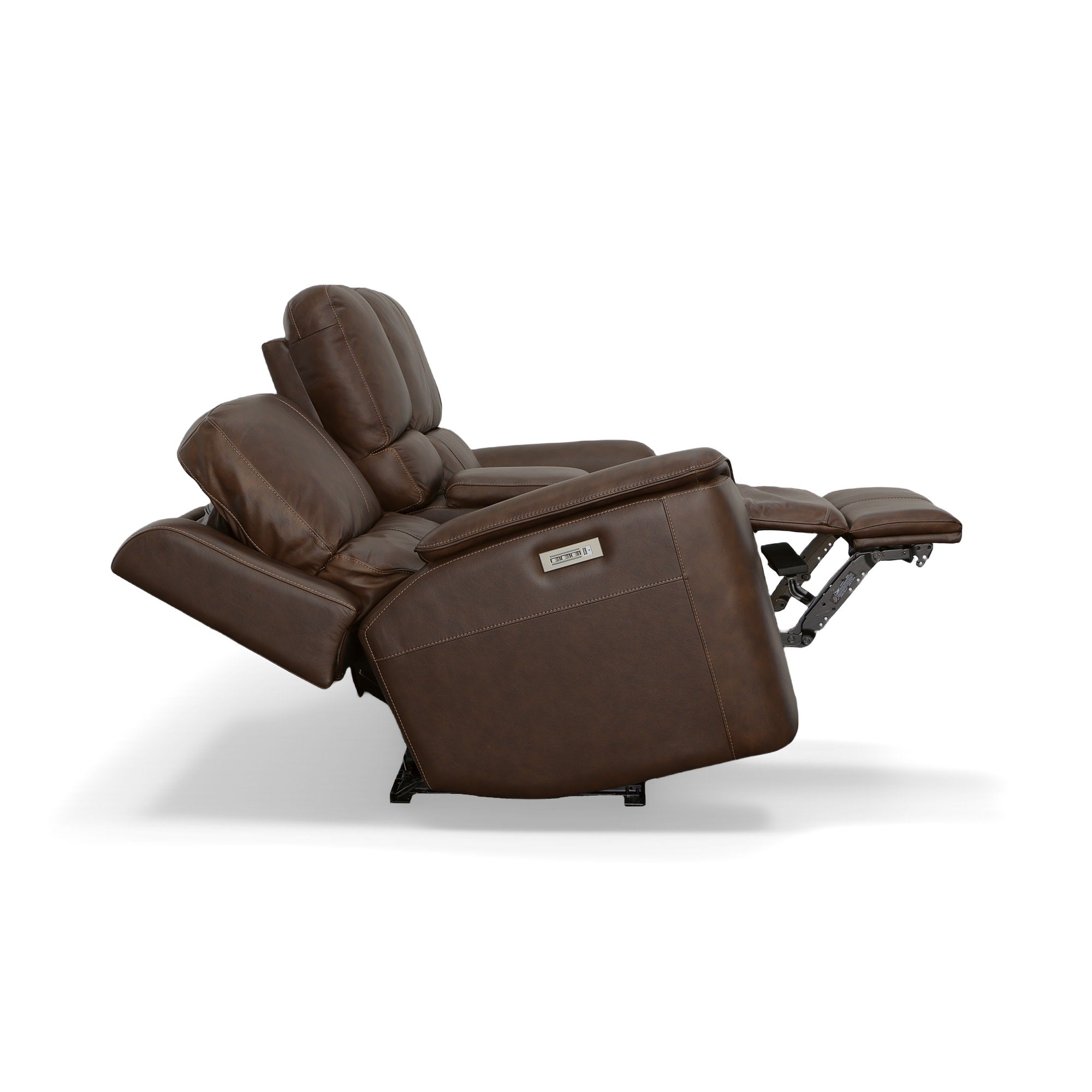 Henry Leather Power Reclining Loveseat with Console & Power Headrests & Lumbar