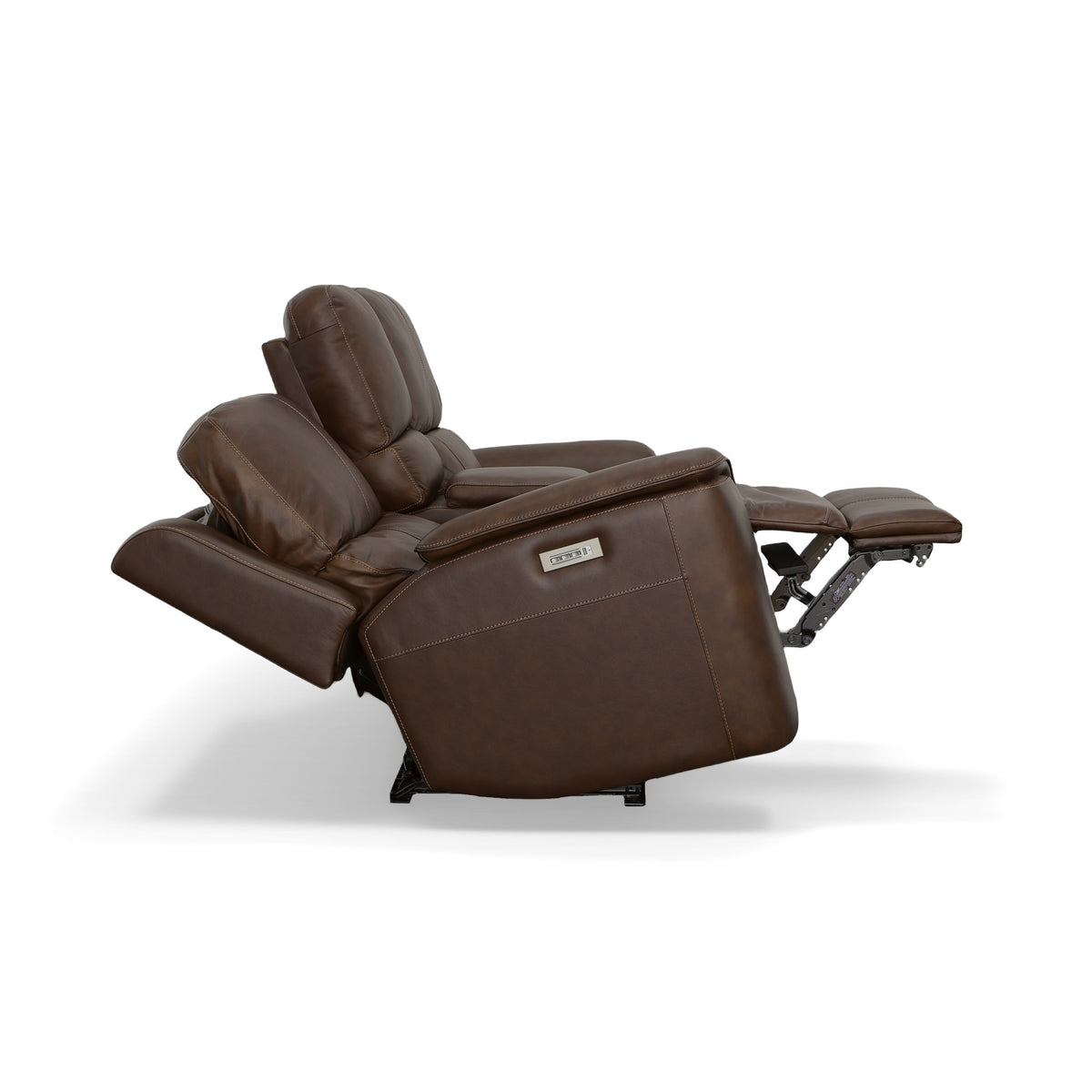 Henry Leather Power Reclining Loveseat with Console & Power Headrests & Lumbar