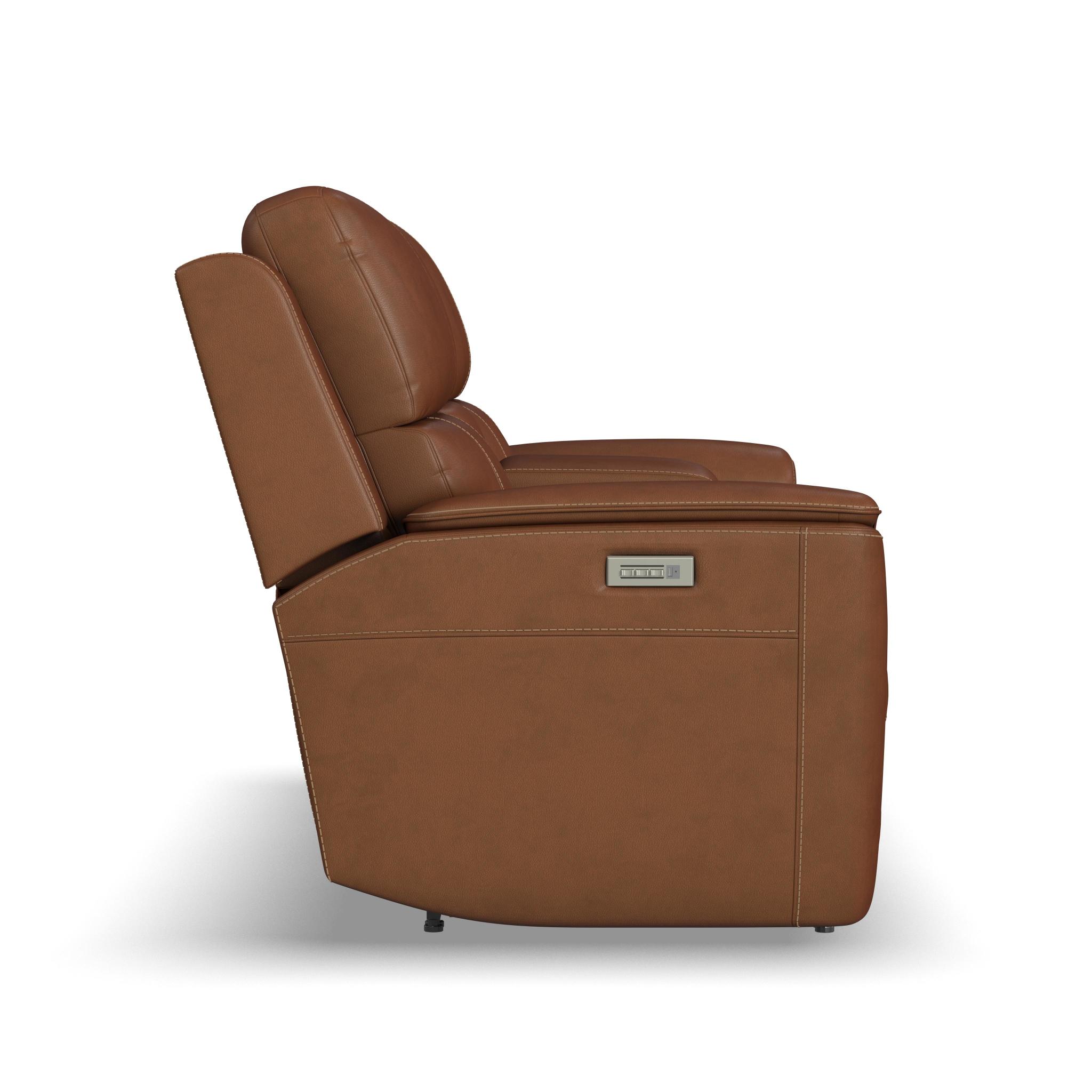 Henry Leather Power Reclining Loveseat with Console & Power Headrests & Lumbar