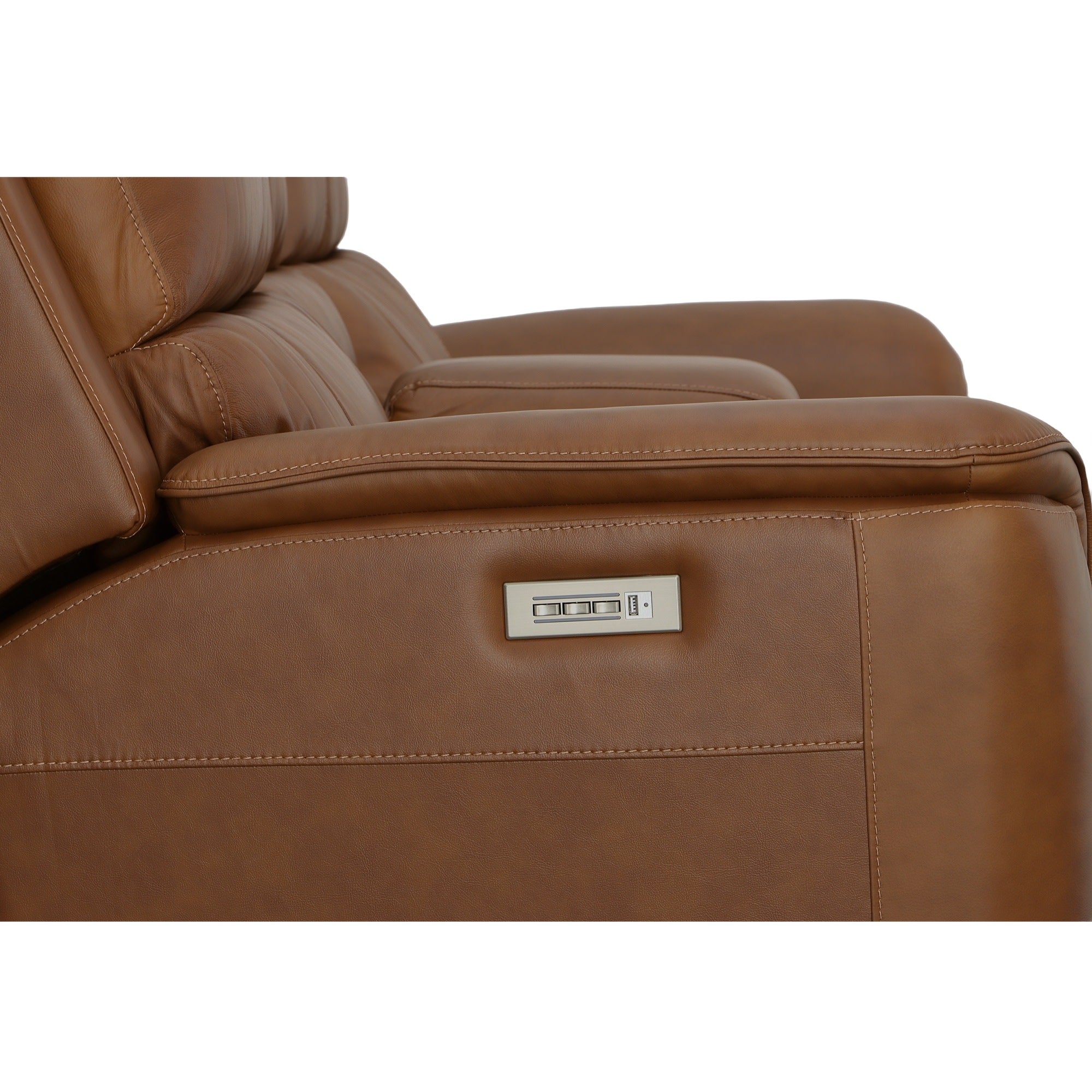 Henry Leather Power Reclining Loveseat with Console & Power Headrests & Lumbar