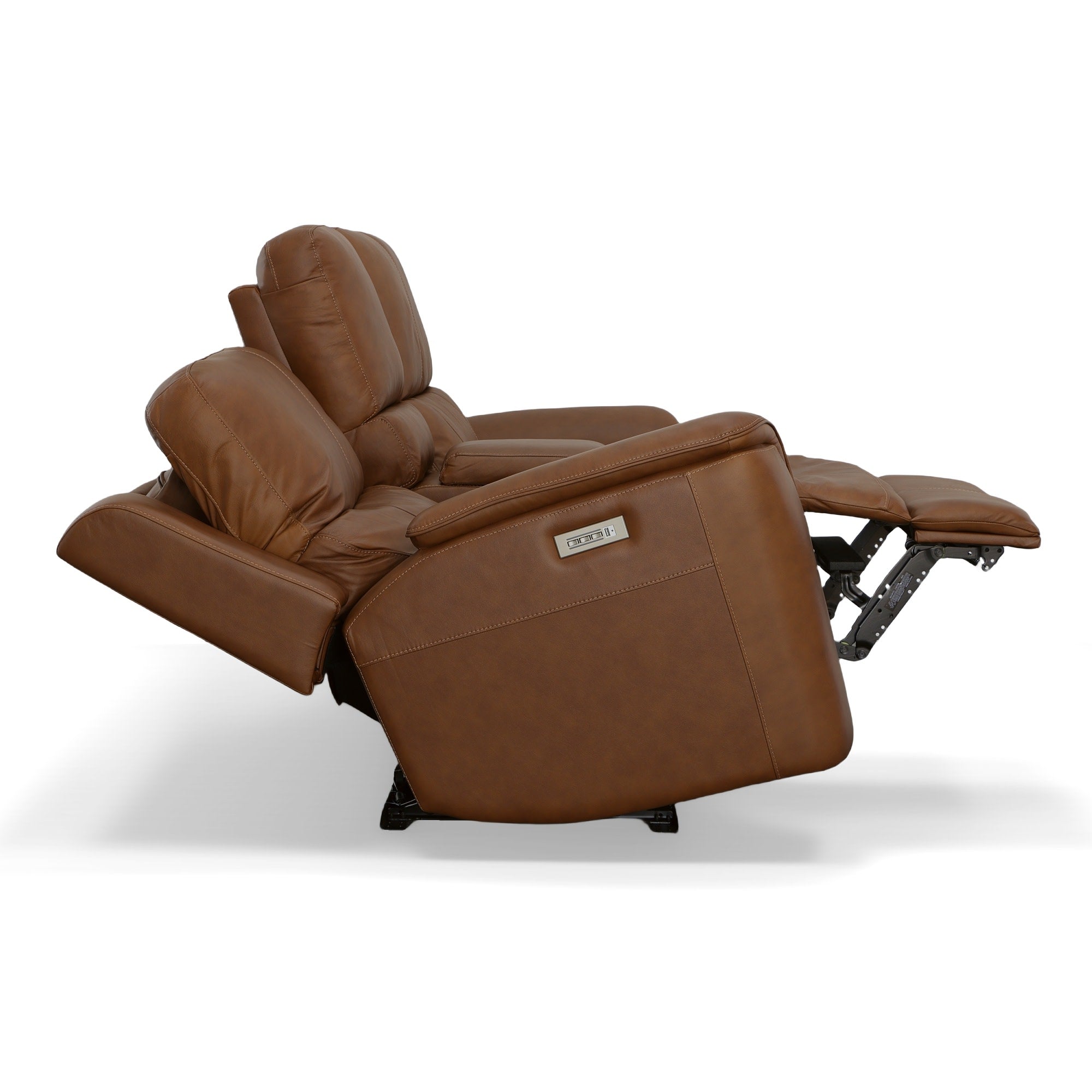 Henry Leather Power Reclining Loveseat with Console & Power Headrests & Lumbar