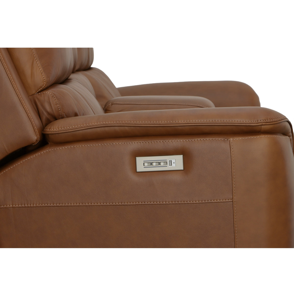 Henry Leather Power Reclining Loveseat with Console & Power Headrests & Lumbar
