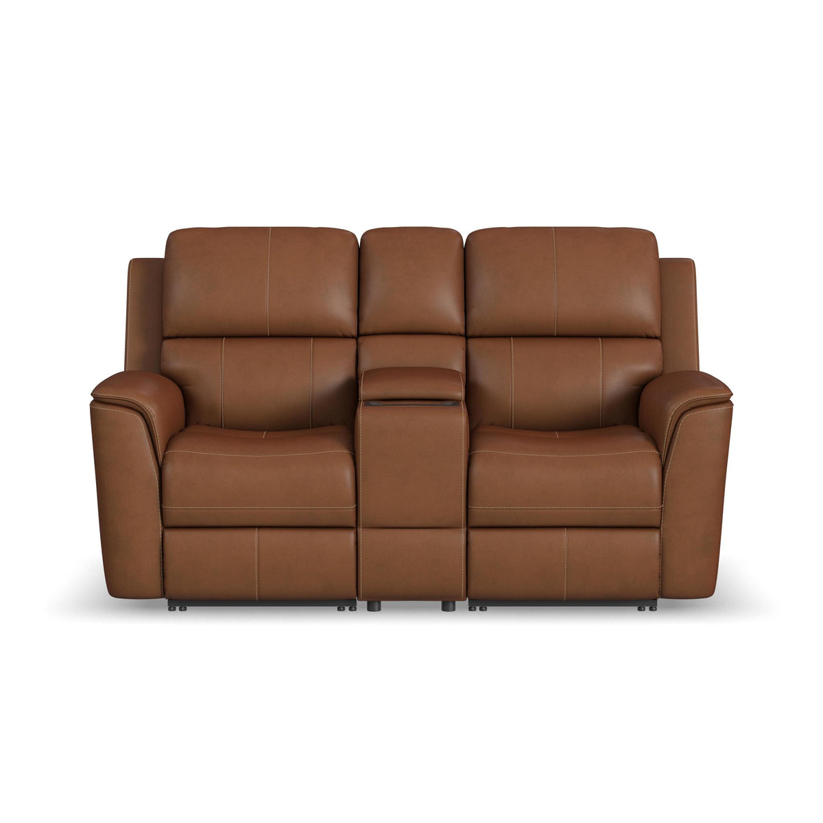 Henry Leather Power Reclining Loveseat with Console & Power Headrests & Lumbar