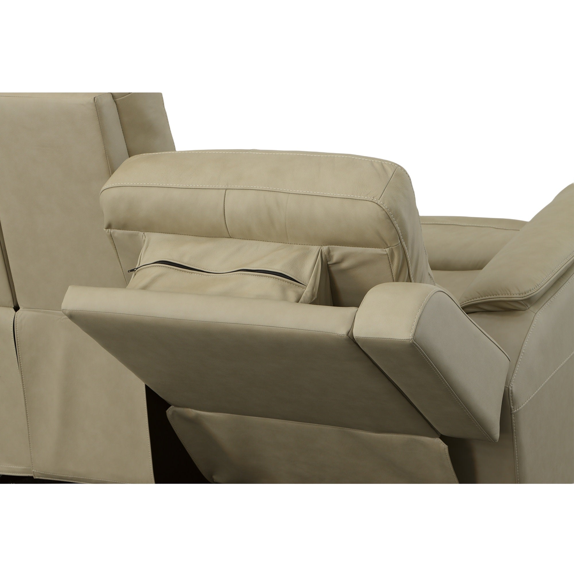 Henry Beige Leather Power Reclining Loveseat with Console & Power Headrests & Lumbar