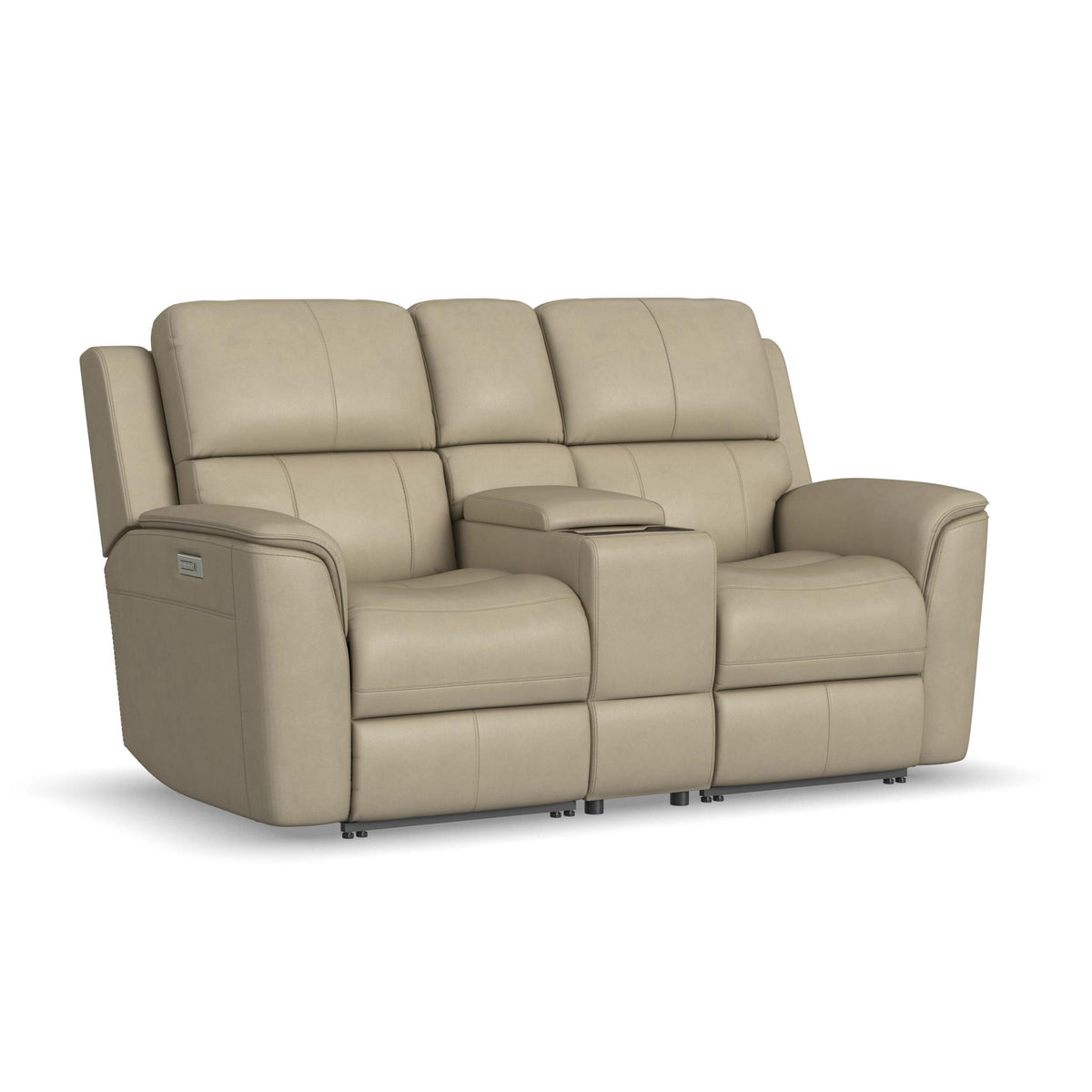Henry Leather Power Reclining Loveseat with Console & Power Headrests & Lumbar