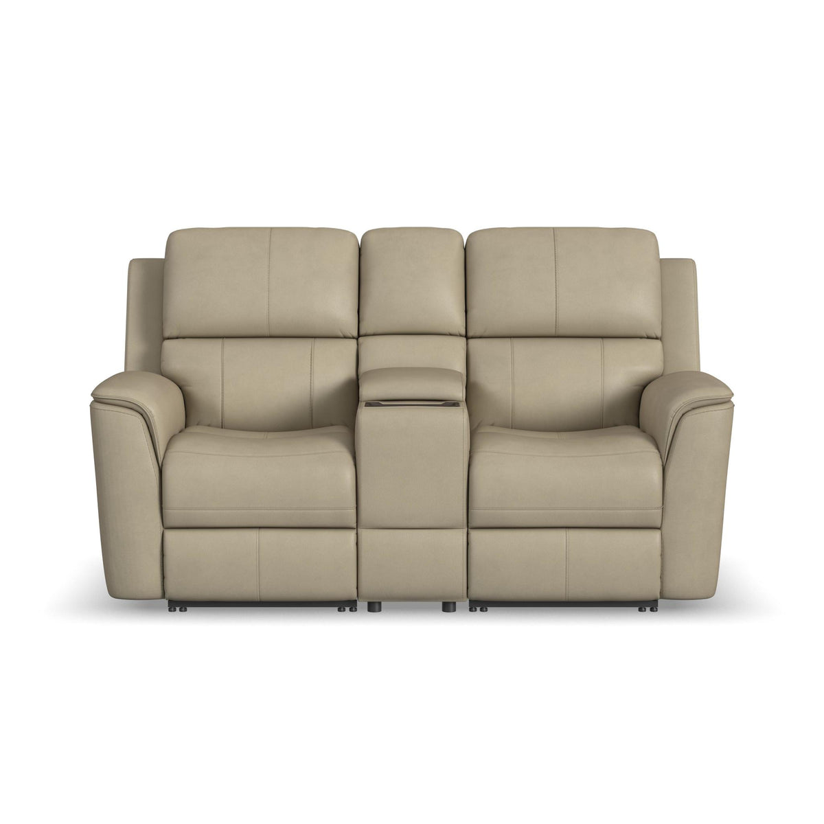 Henry Leather Power Reclining Loveseat with Console & Power Headrests & Lumbar
