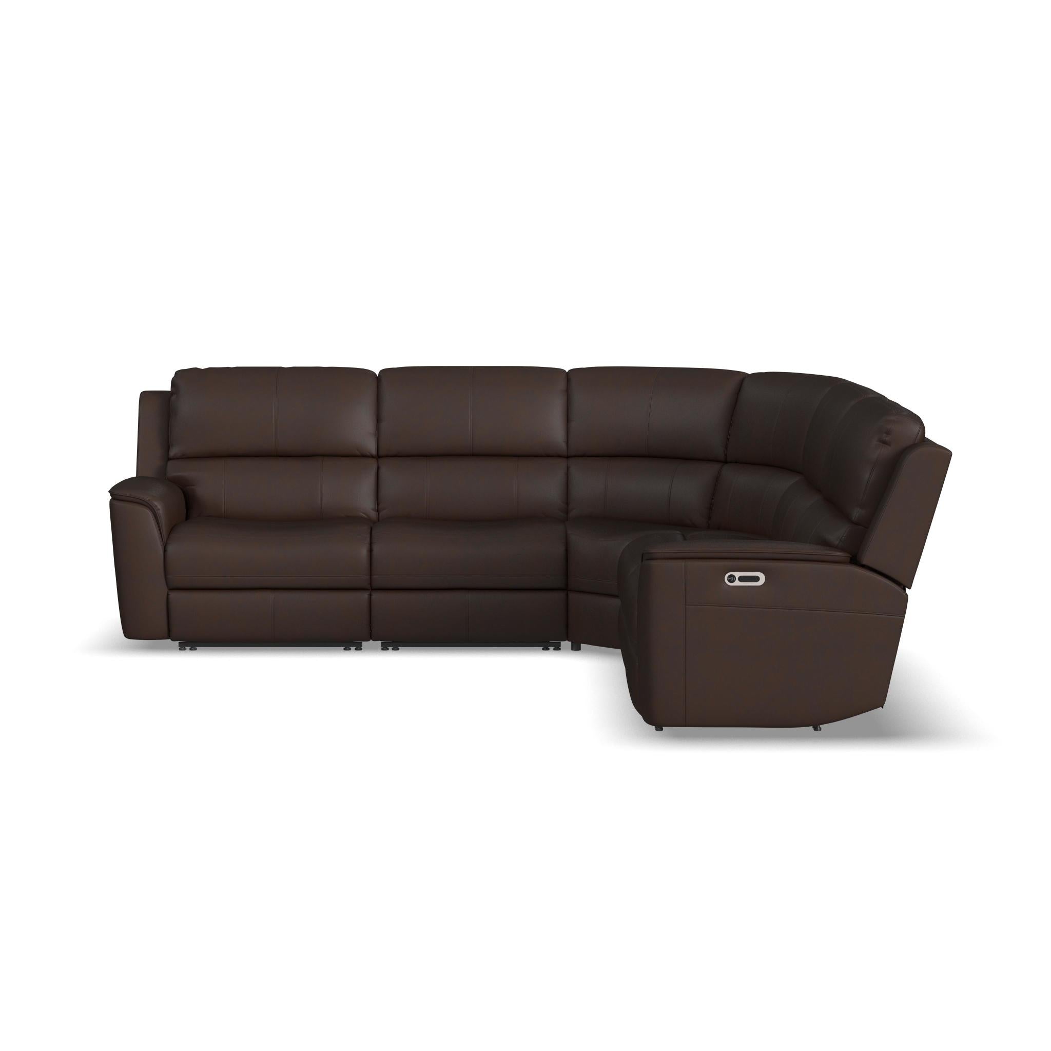 Henry Burnt Umber Leather Power Reclining Sectional with Power Headrest & Lumbar