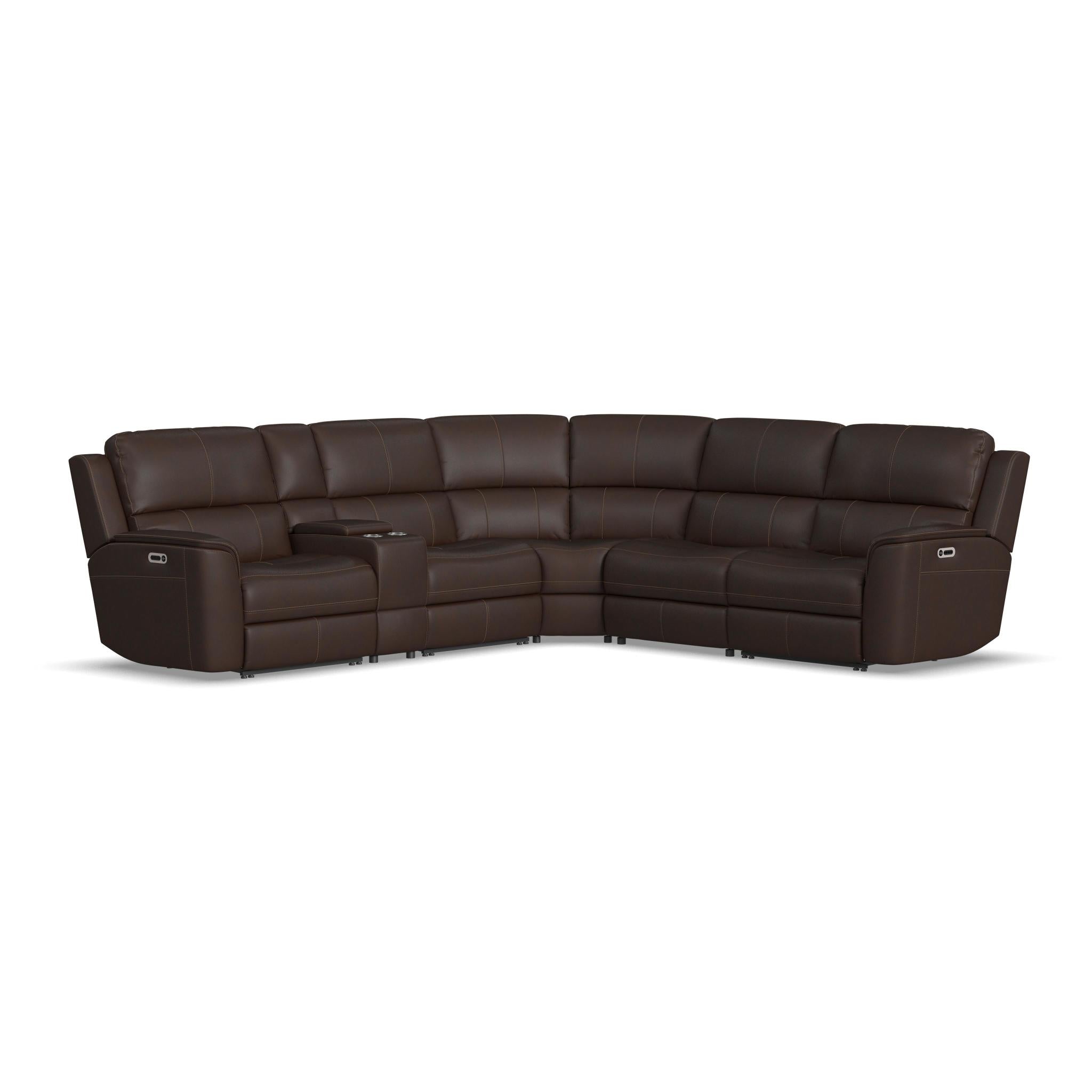 Henry Leather Power Reclining Sectional with Power Headrest & Lumbar