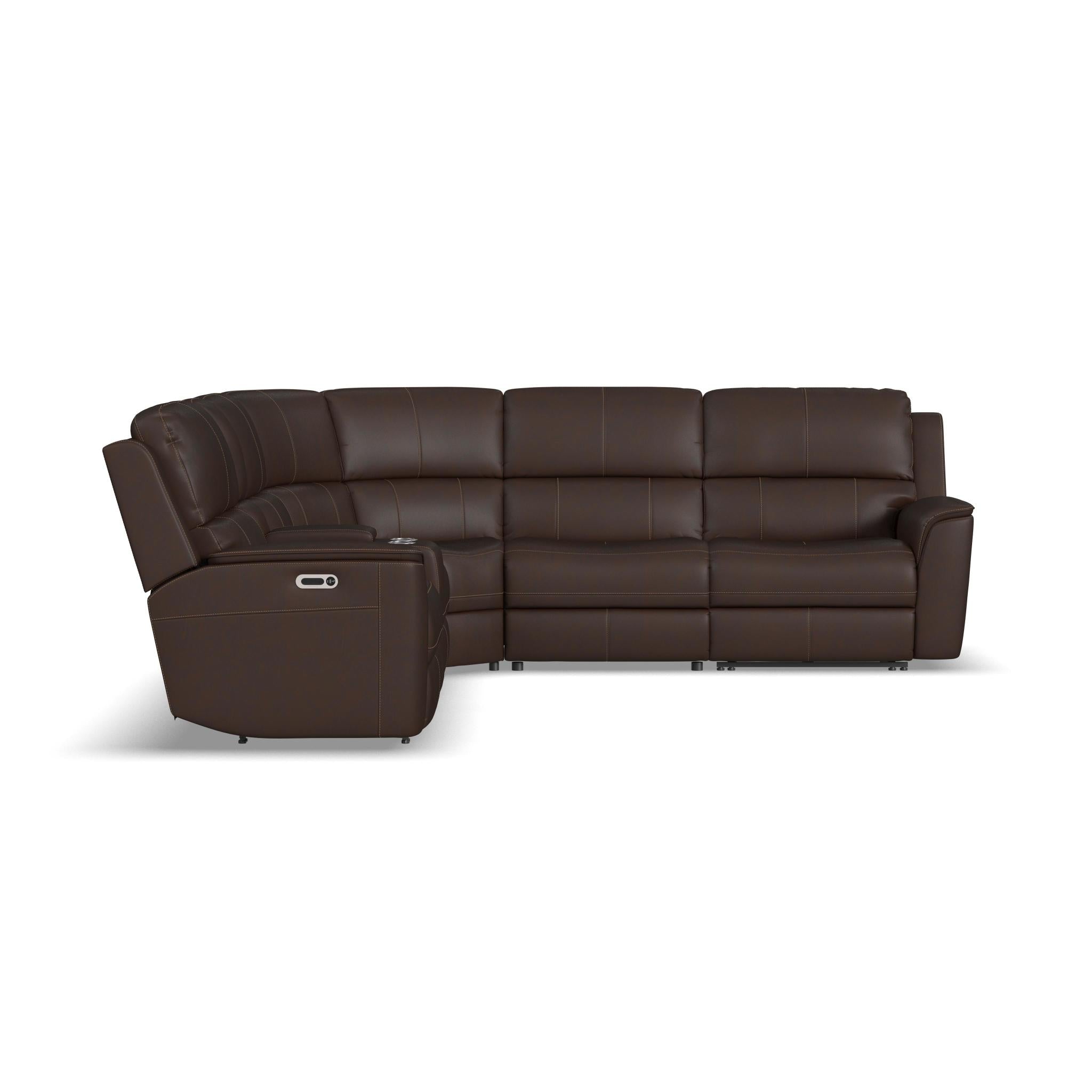 Henry Leather Power Reclining Sectional with Power Headrest & Lumbar