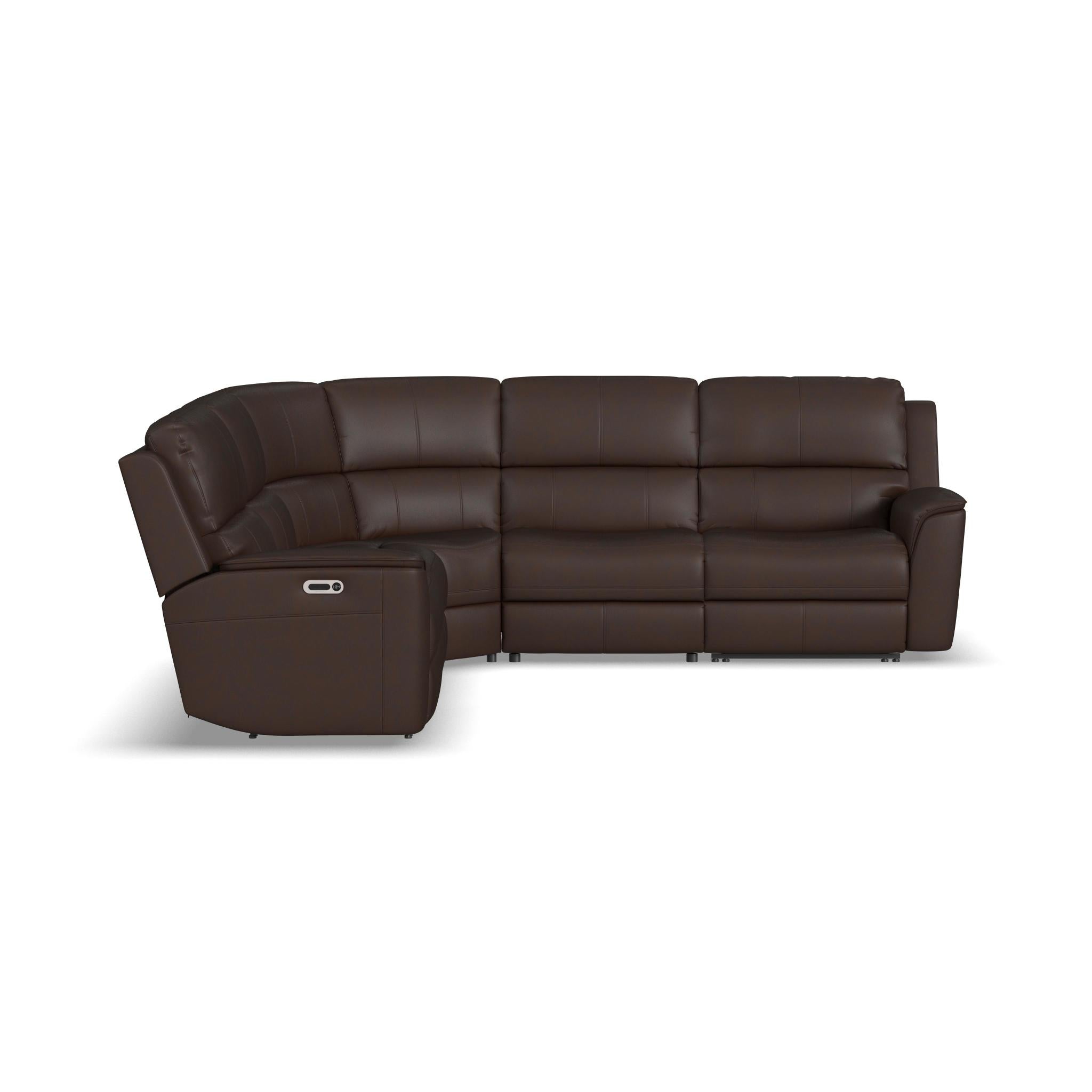 Henry Leather Power Reclining Sectional with Power Headrest & Lumbar
