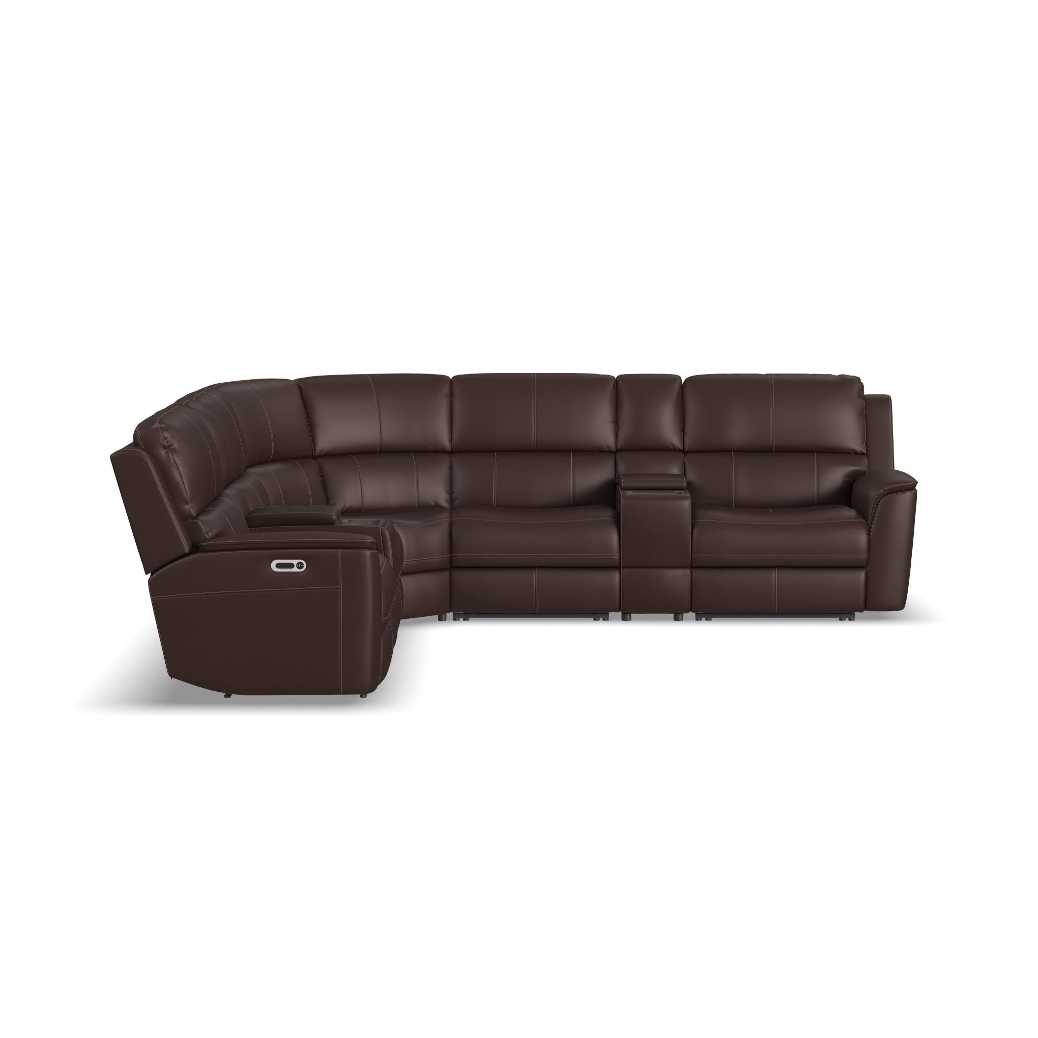 Henry Leather Power Reclining Sectional with Power Headrest & Lumbar