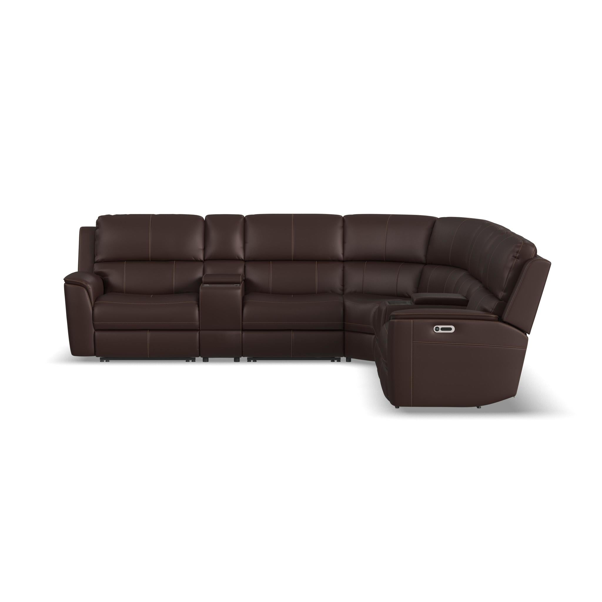 Henry Leather Power Reclining Sectional with Power Headrest & Lumbar