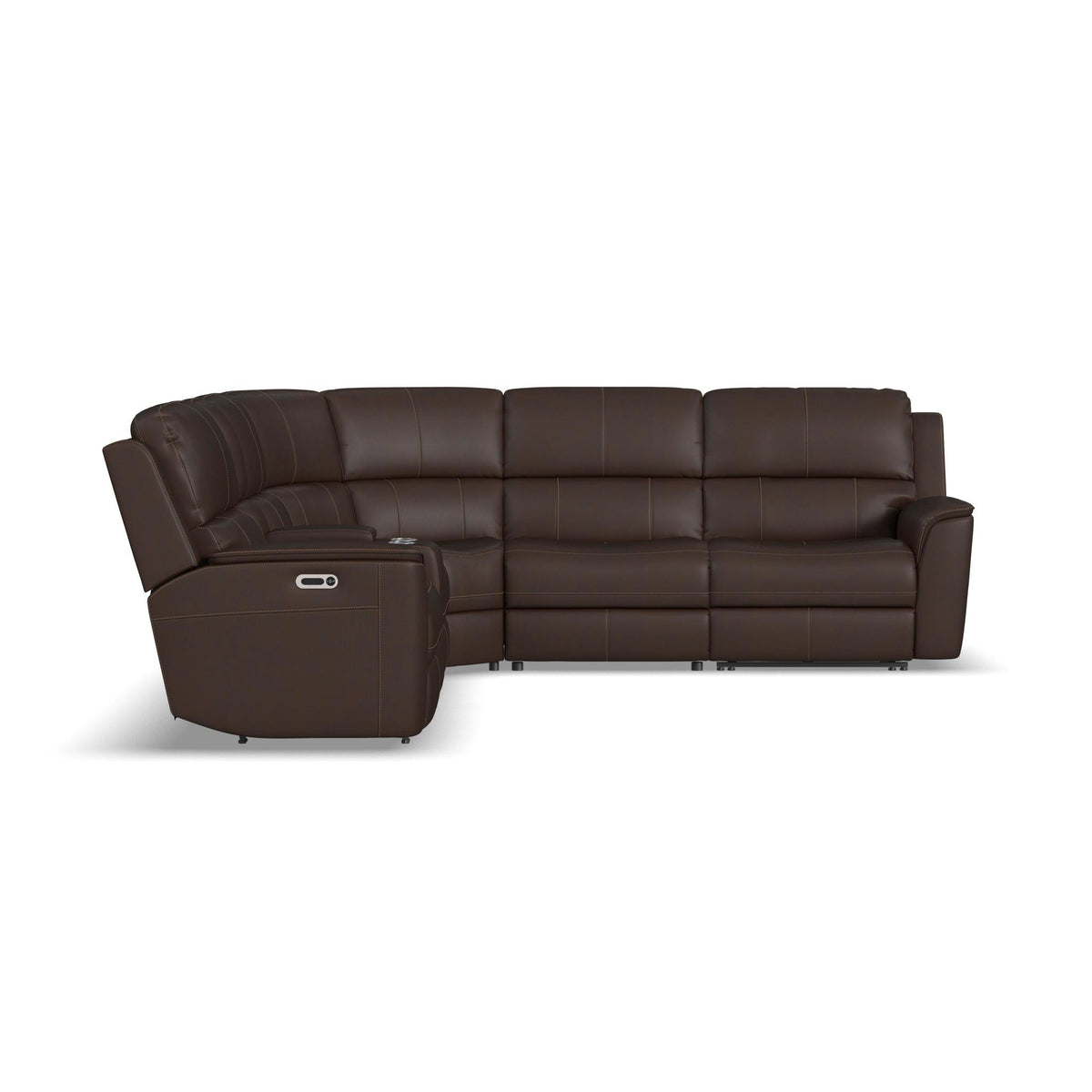 Henry Leather Power Reclining Sectional with Power Headrest & Lumbar