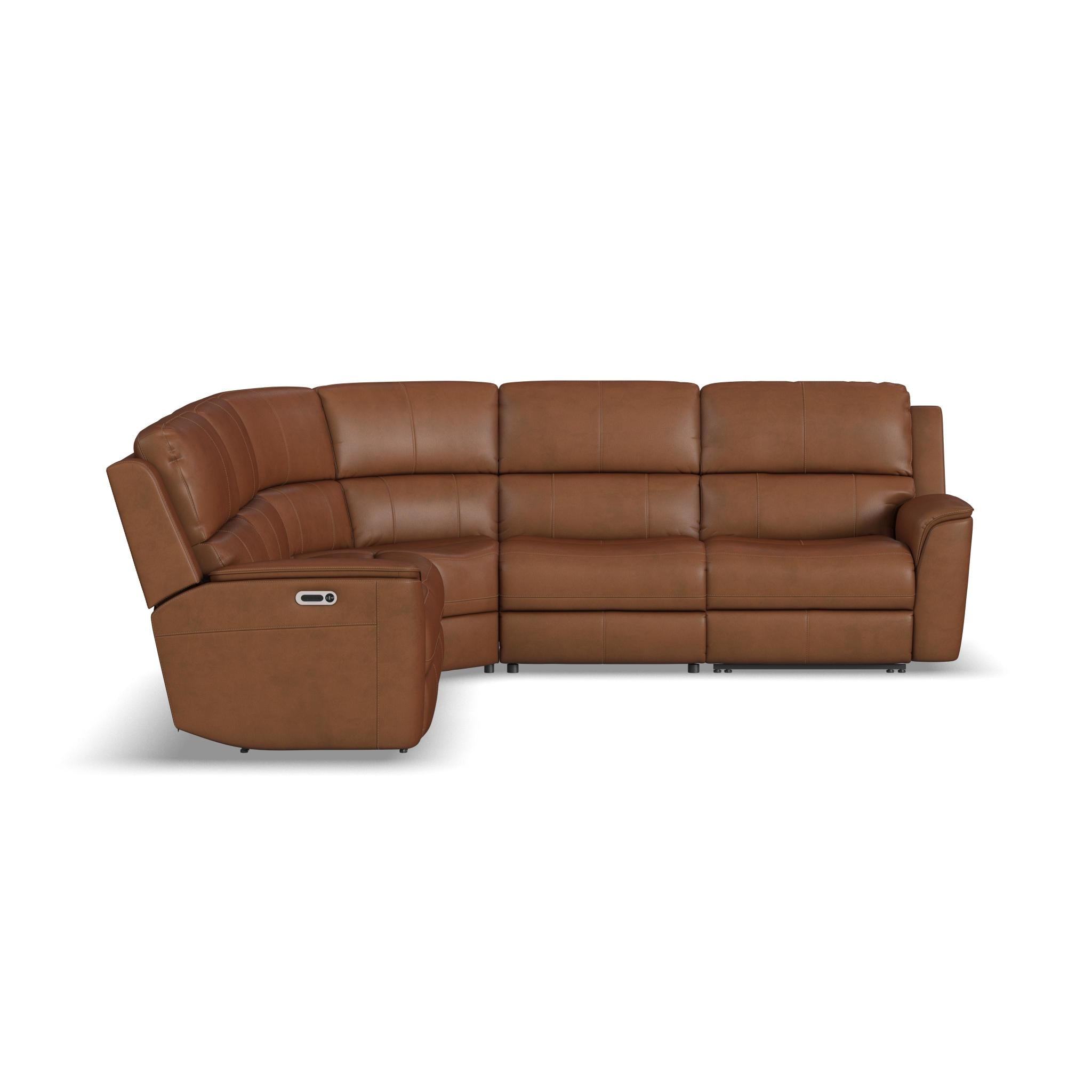 Henry Leather Power Reclining Sectional with Power Headrests & Lumbar