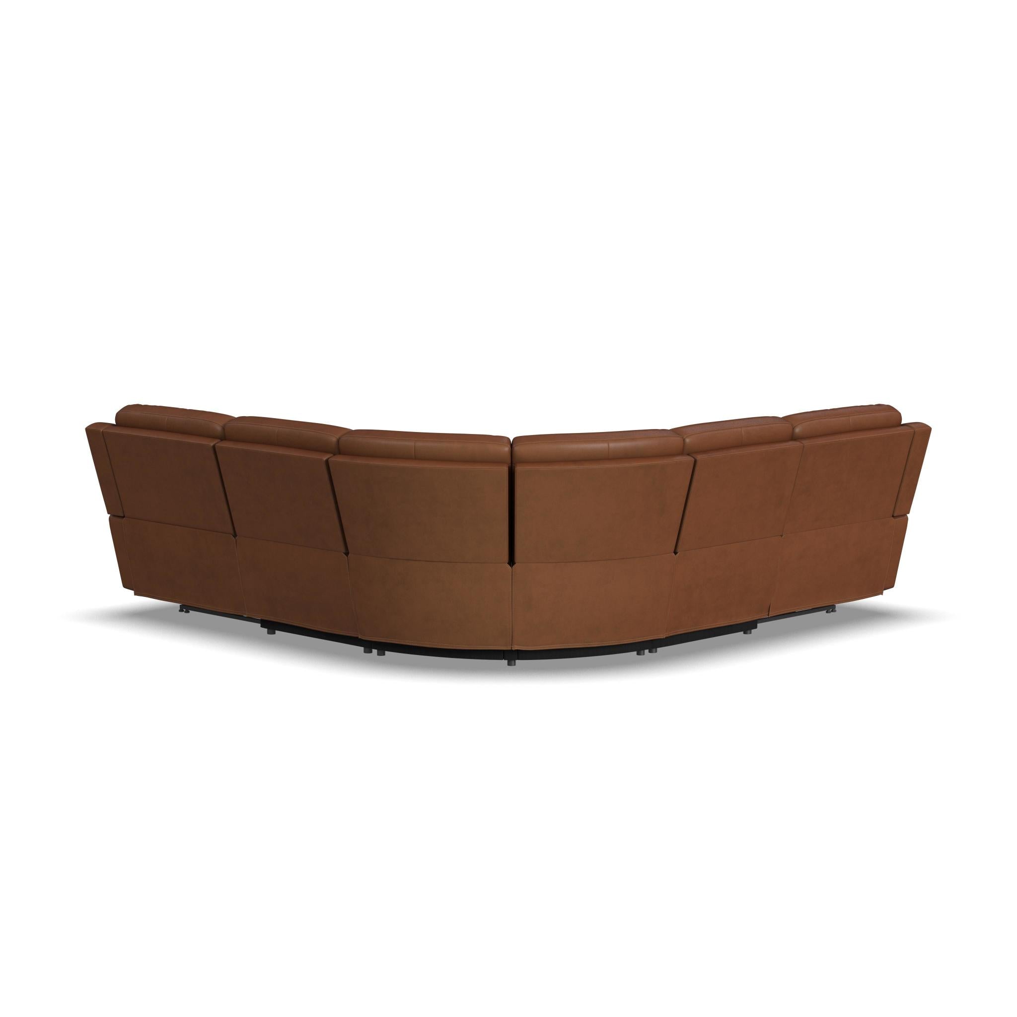 Henry Caramel Leather Power Reclining Sectional with Power Headrests & Lumbar