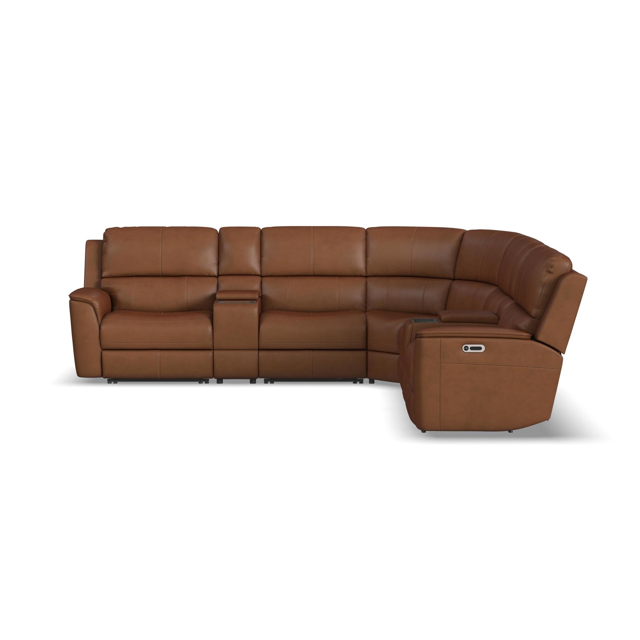 Henry Leather Power Reclining Sectional with Power Headrests & Lumbar