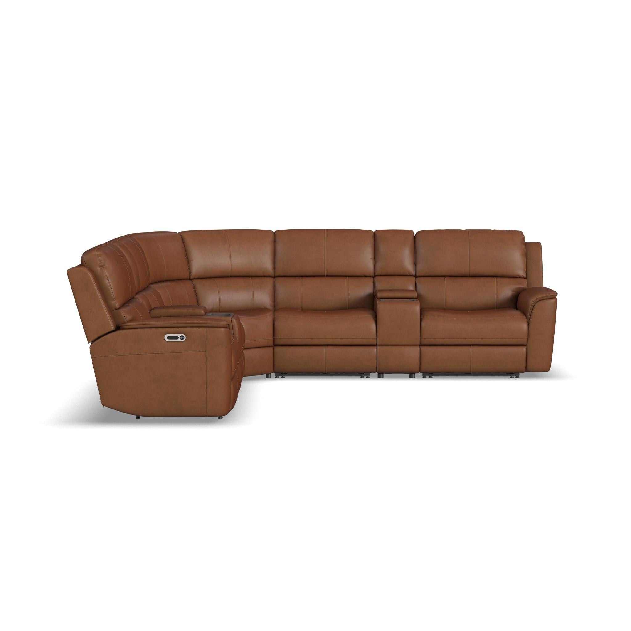 Henry Leather Power Reclining Sectional with Power Headrests & Lumbar