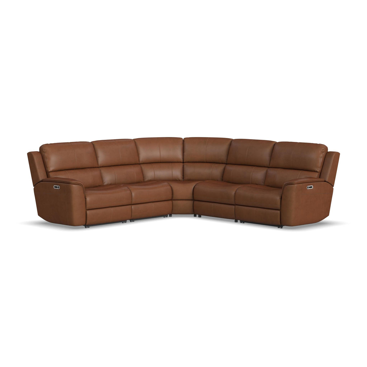 Henry Leather Power Reclining Sectional with Power Headrests & Lumbar