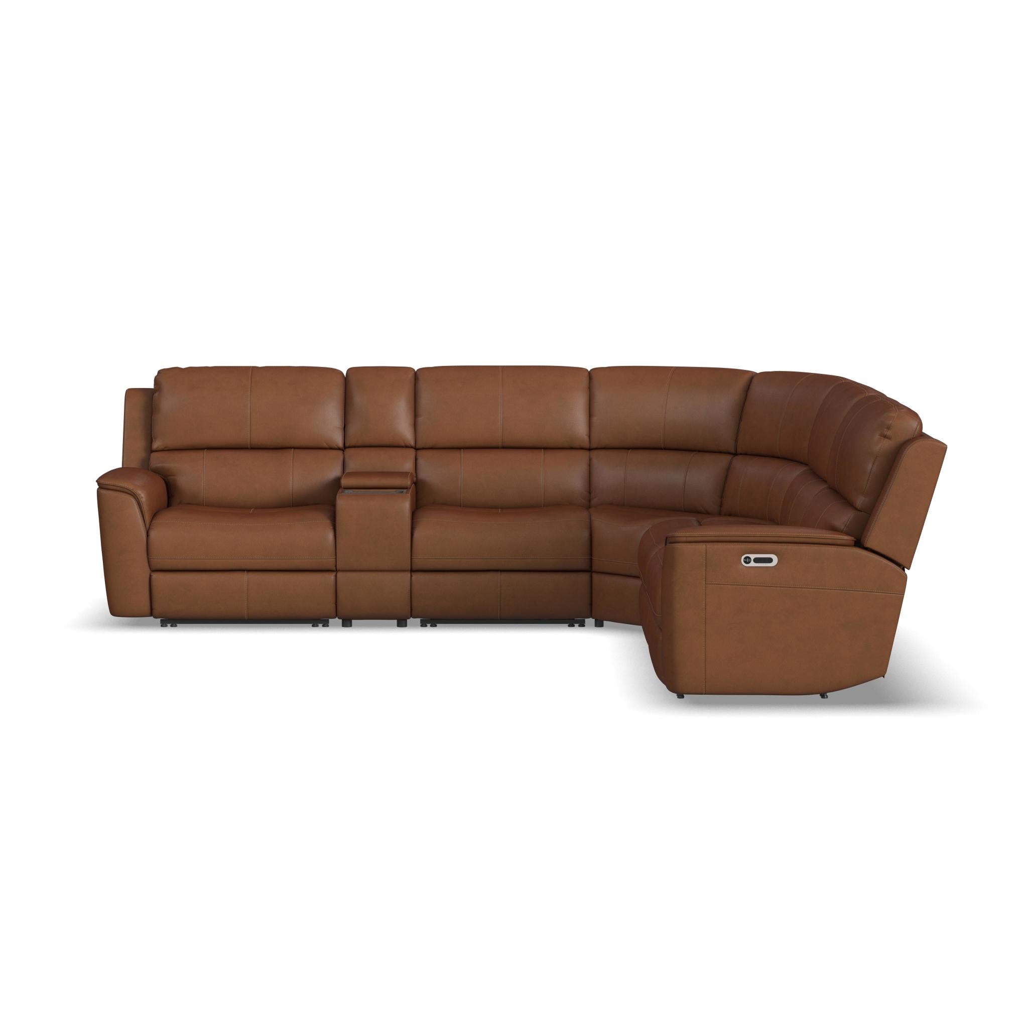Henry Caramel Leather Power Reclining Sectional with Power