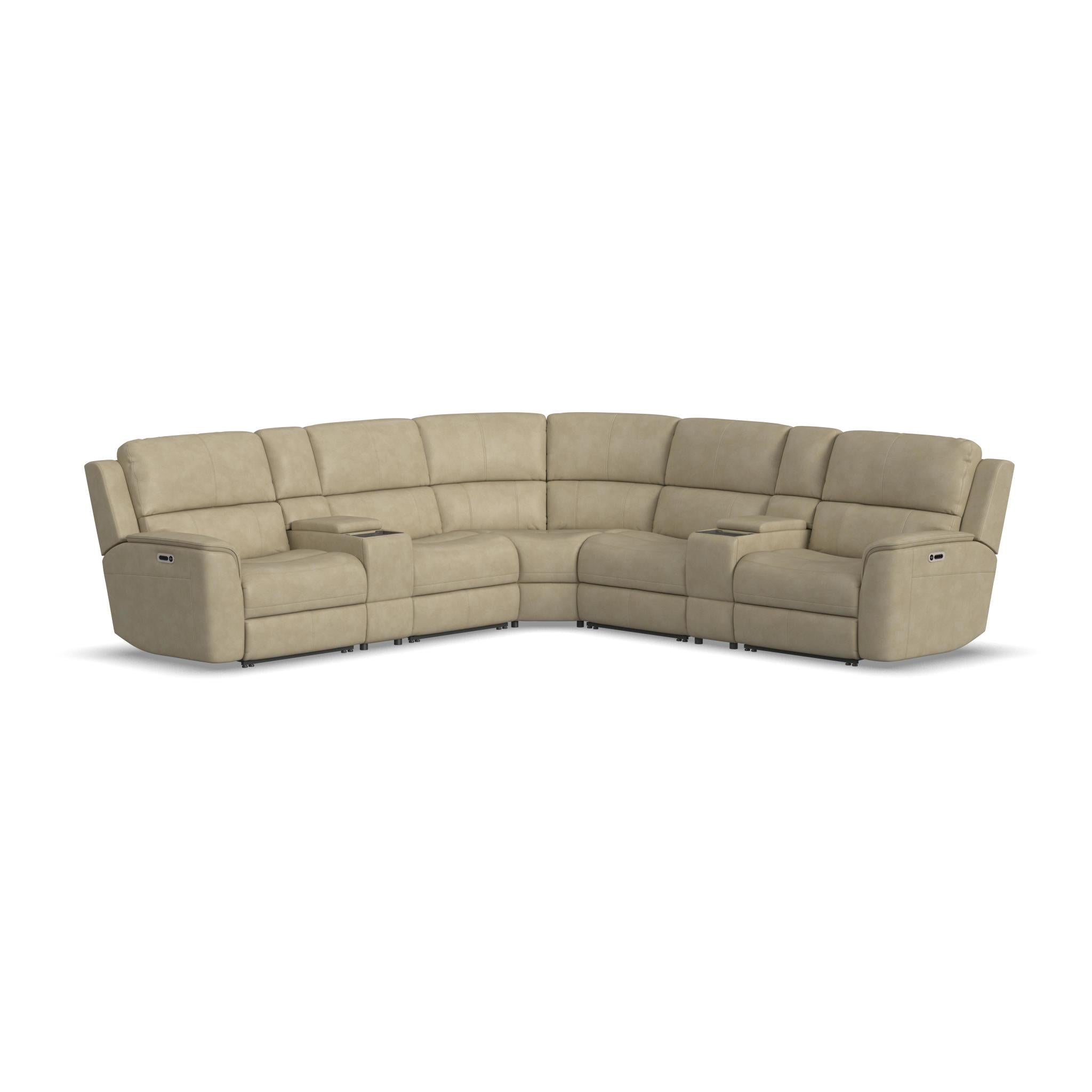 Henry Leather Power Reclining Sectional with Power Headrest & Lumbar
