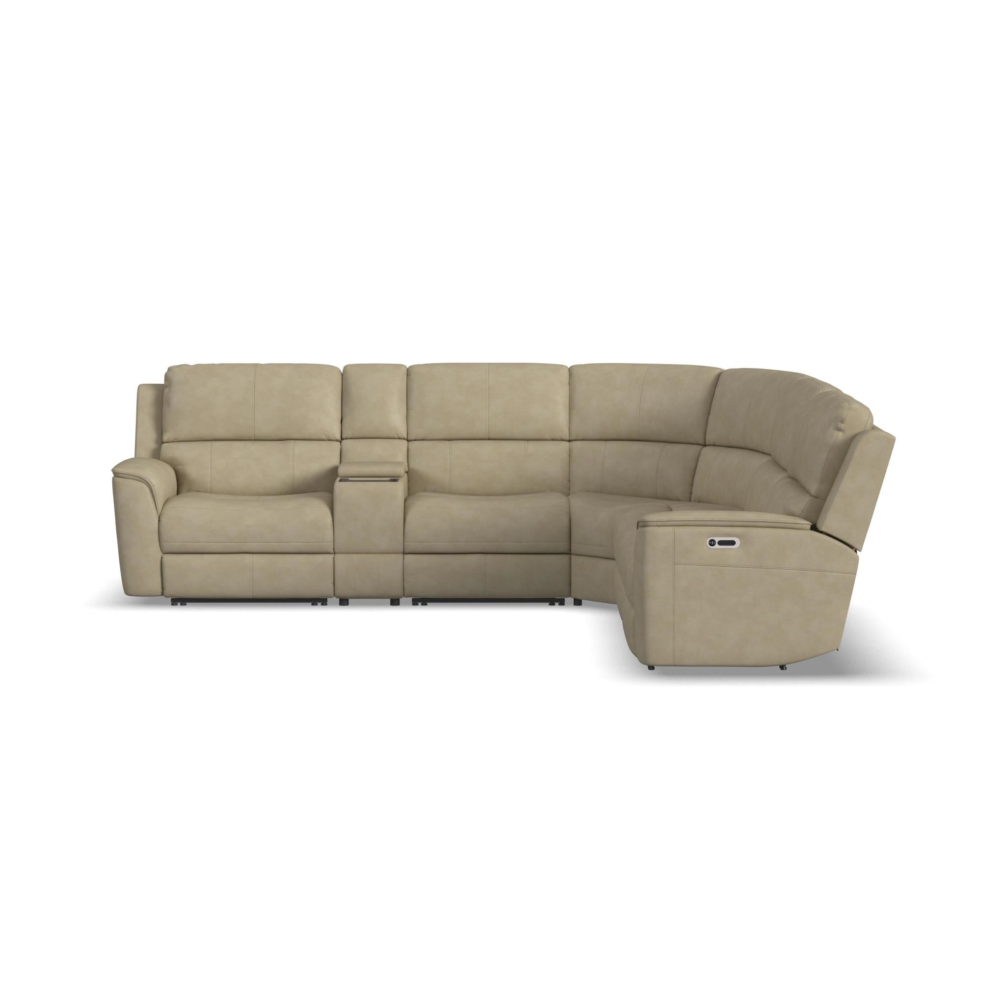 Henry Leather Power Reclining Sectional with Power Headrest & Lumbar