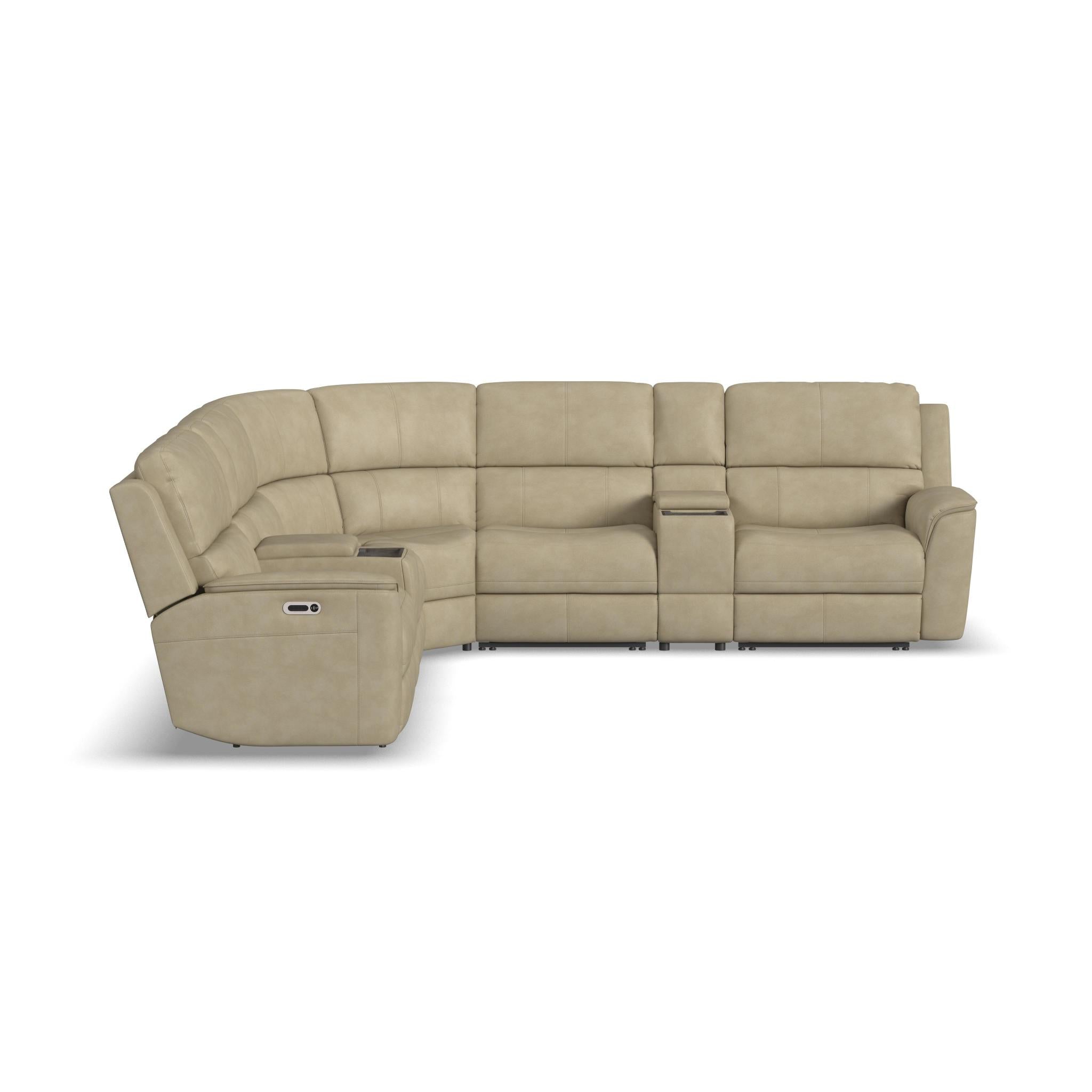 Henry Leather Power Reclining Sectional with Power Headrest & Lumbar