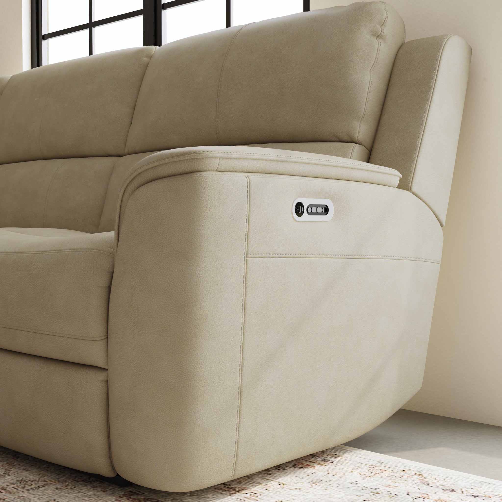 Henry Leather Power Reclining Sectional with Power Headrest & Lumbar