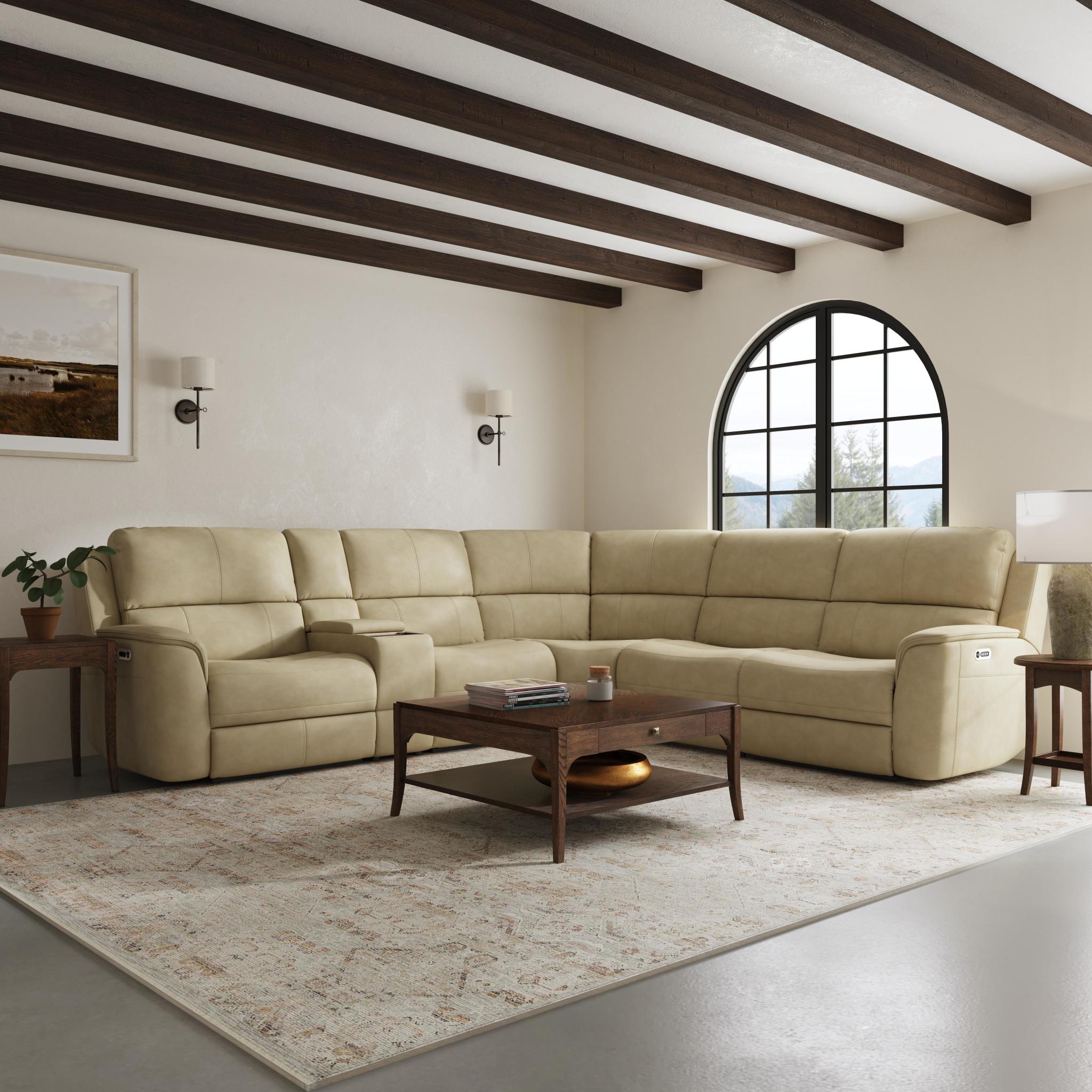 Henry Leather Power Reclining Sectional with Power Headrest & Lumbar