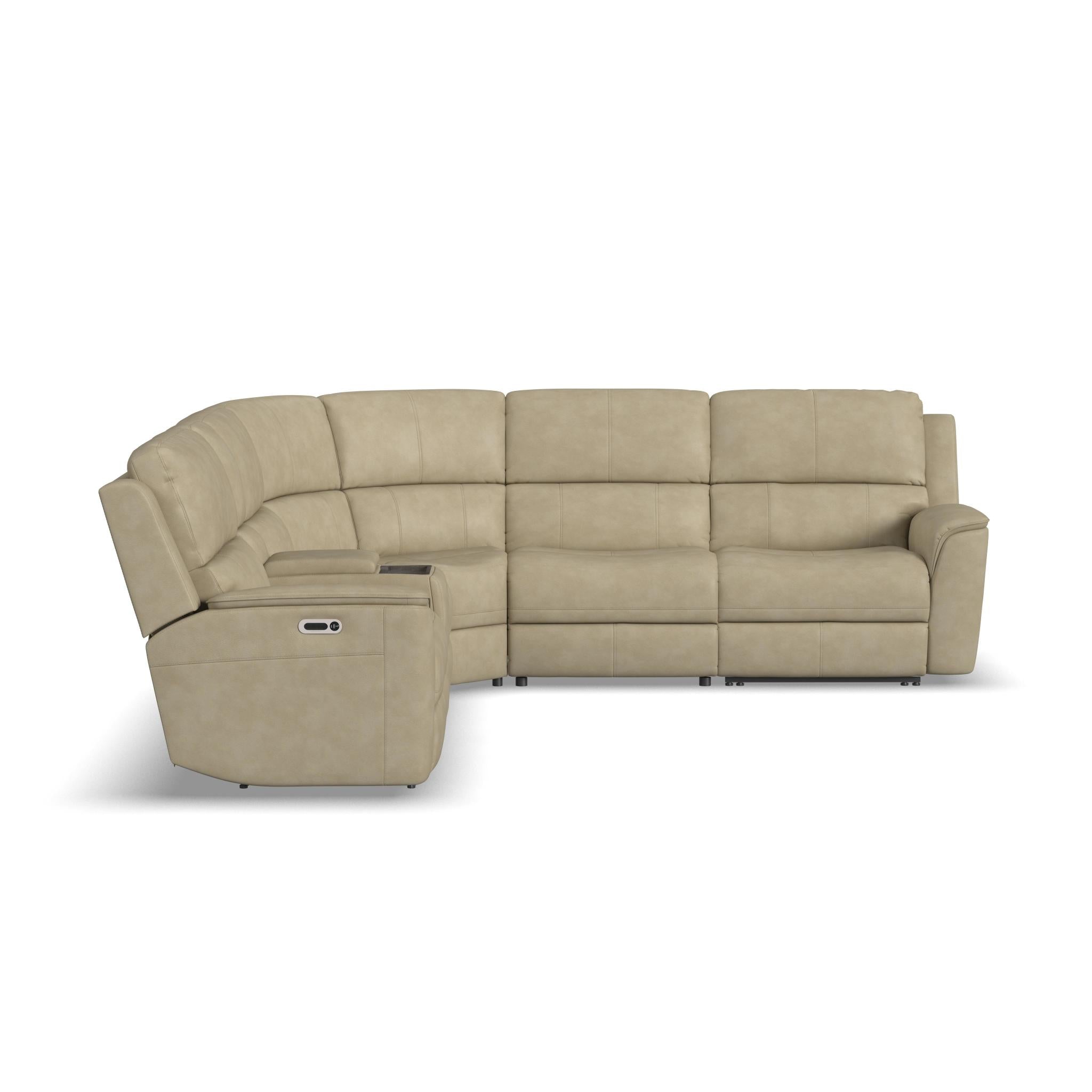 Henry Leather Power Reclining Sectional with Power Headrest & Lumbar