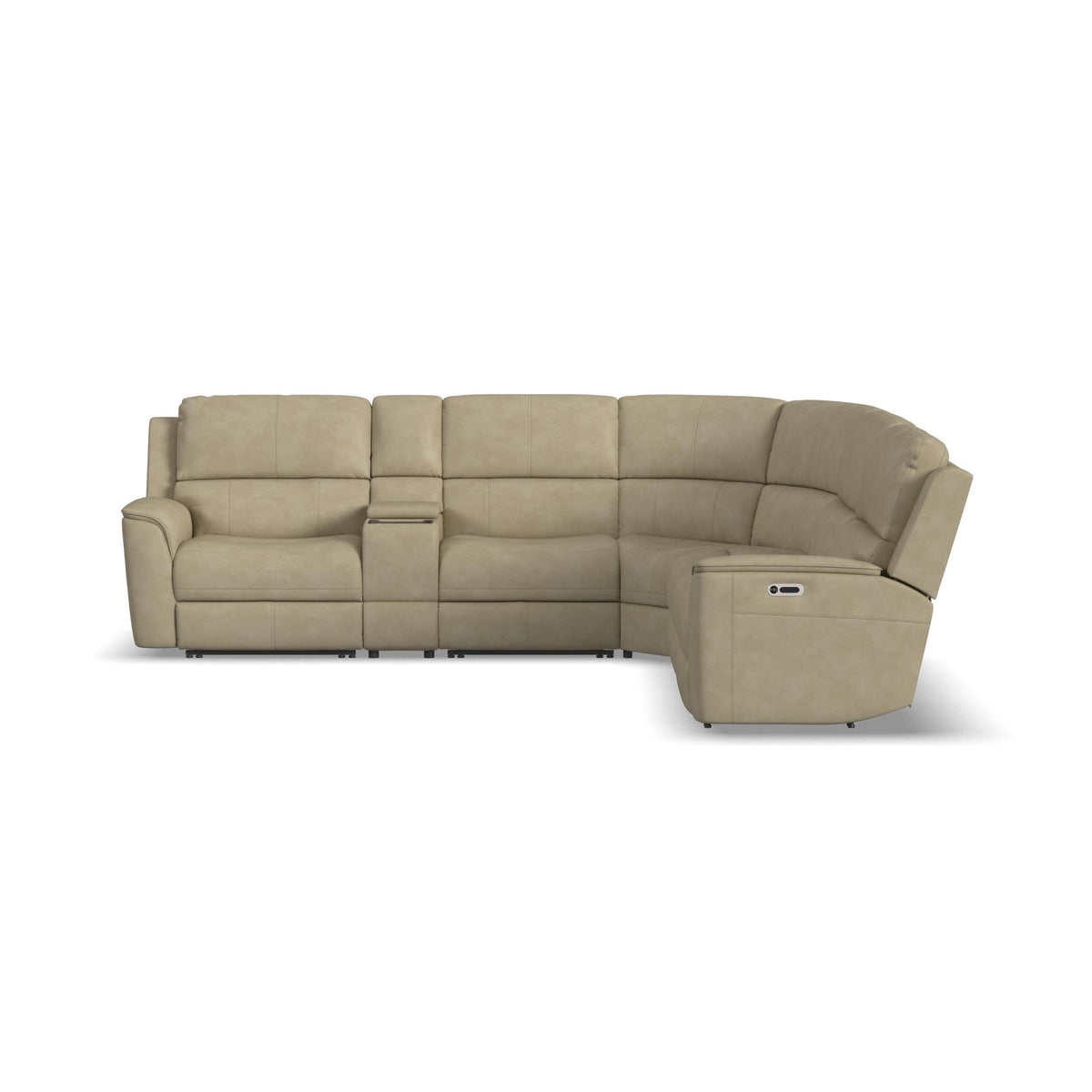 Henry Leather Power Reclining Sectional with Power Headrest & Lumbar