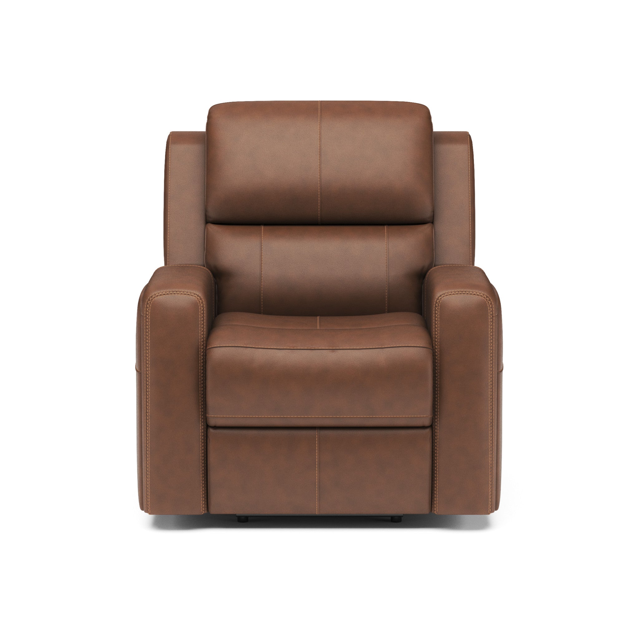 Linden Caramel Leather Power Recliner with Power Headrest & Lumbar