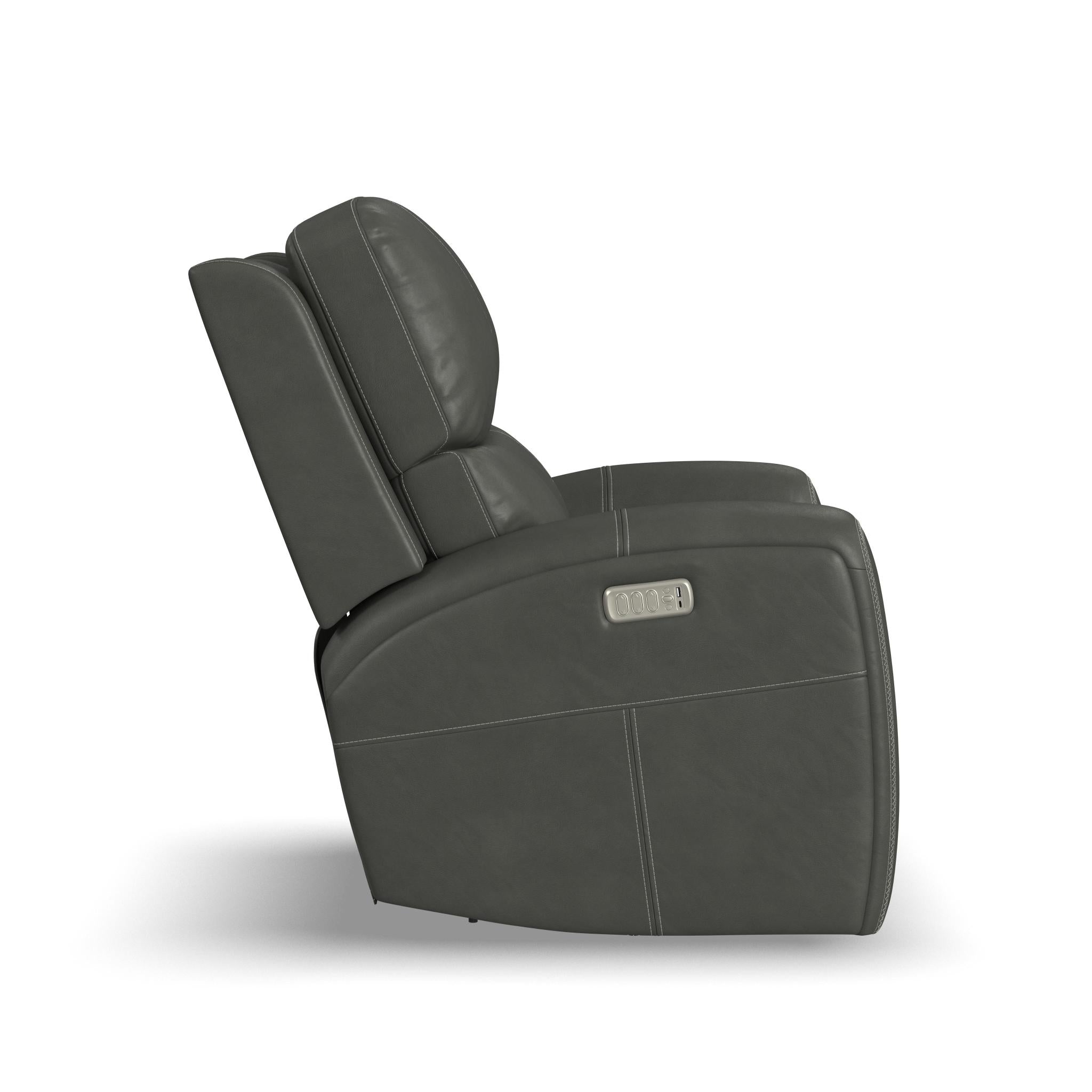 Linden Leather Power Swivel Gliding Recliner with Power Headrest, Lumbar, Heat & Massage