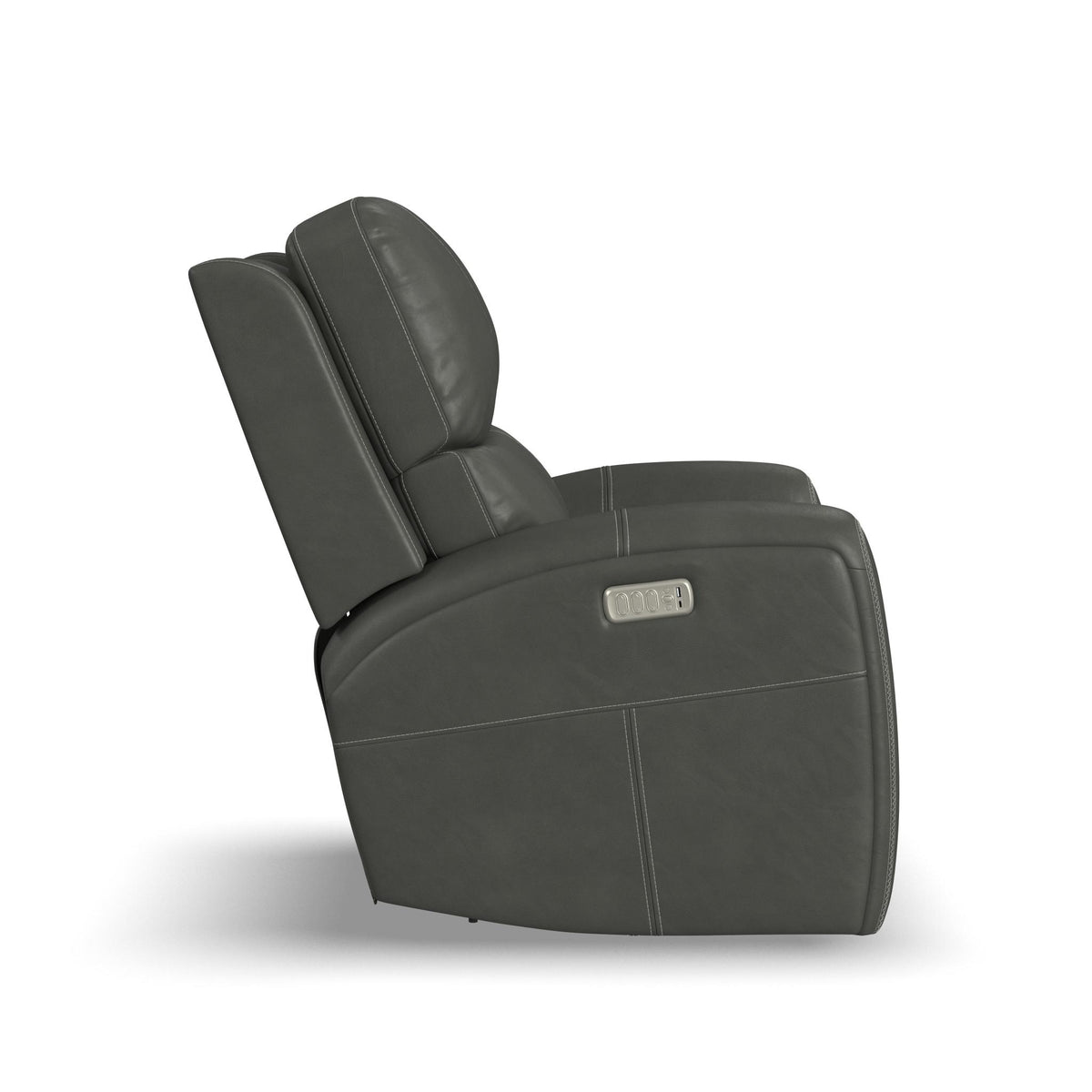 Linden Leather Power Swivel Gliding Recliner with Power Headrest, Lumbar, Heat & Massage