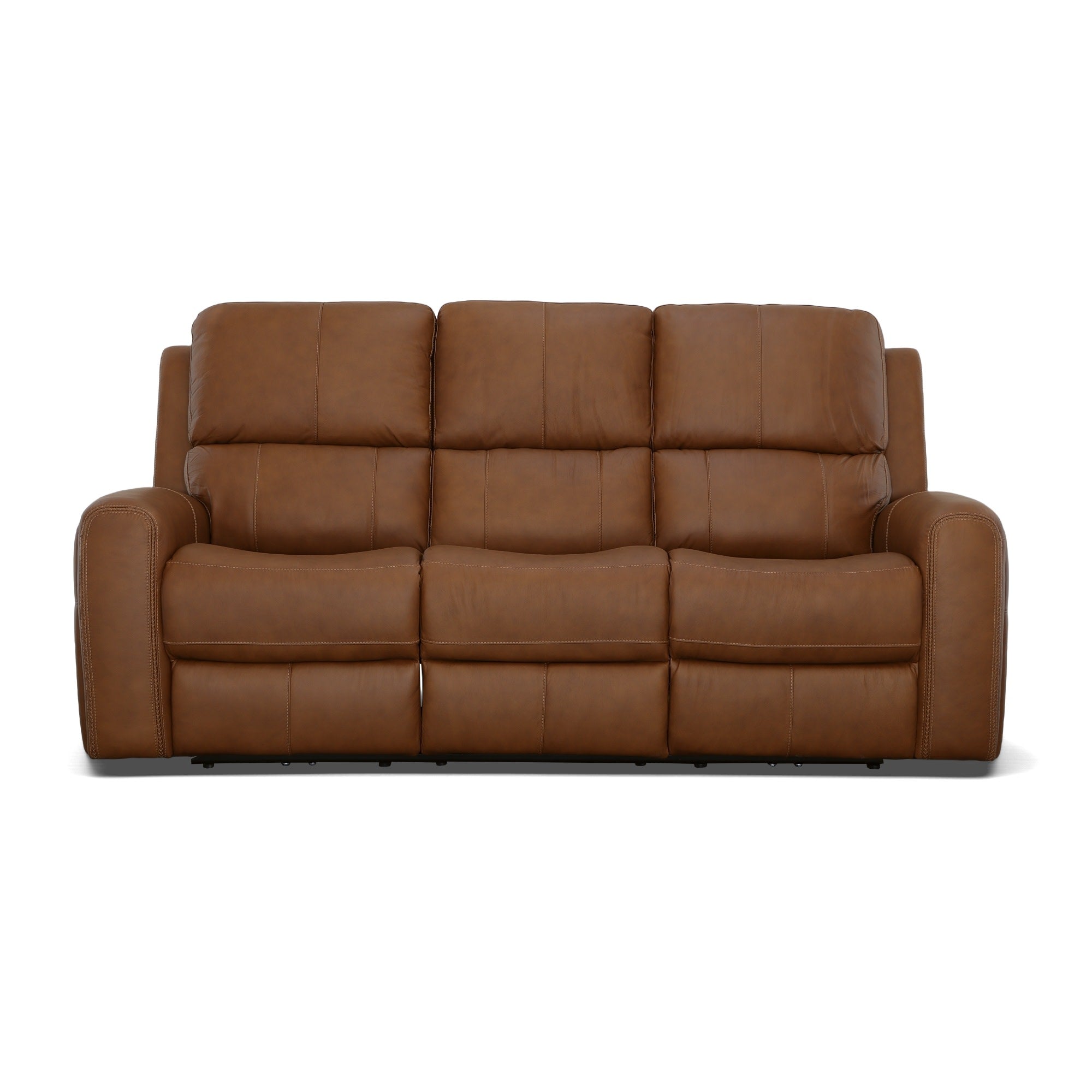 Linden Caramel Leather Power Reclining Sofa with Power Headrests & Lumbar