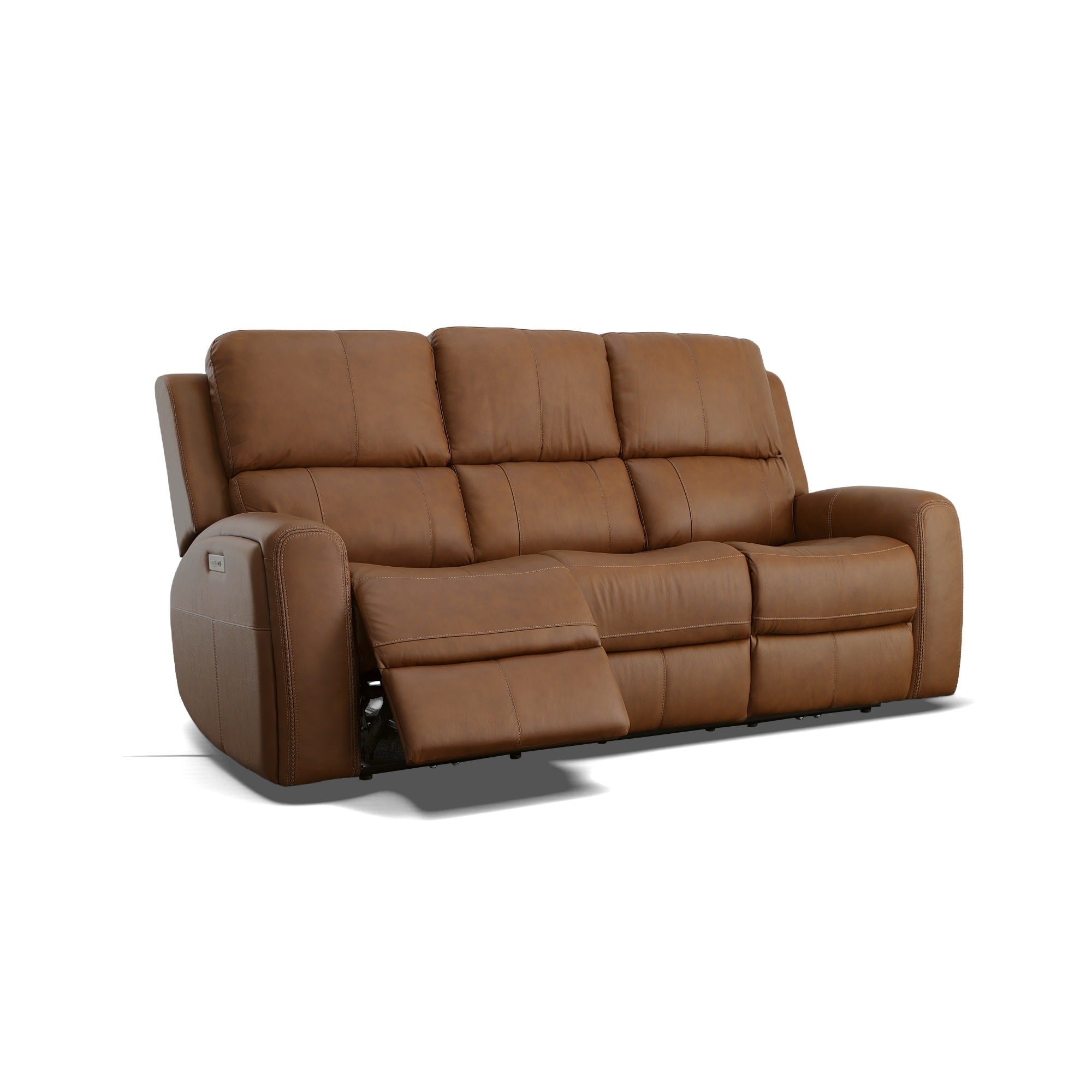 Linden Caramel Leather Power Reclining Sofa with Power Headrests & Lumbar