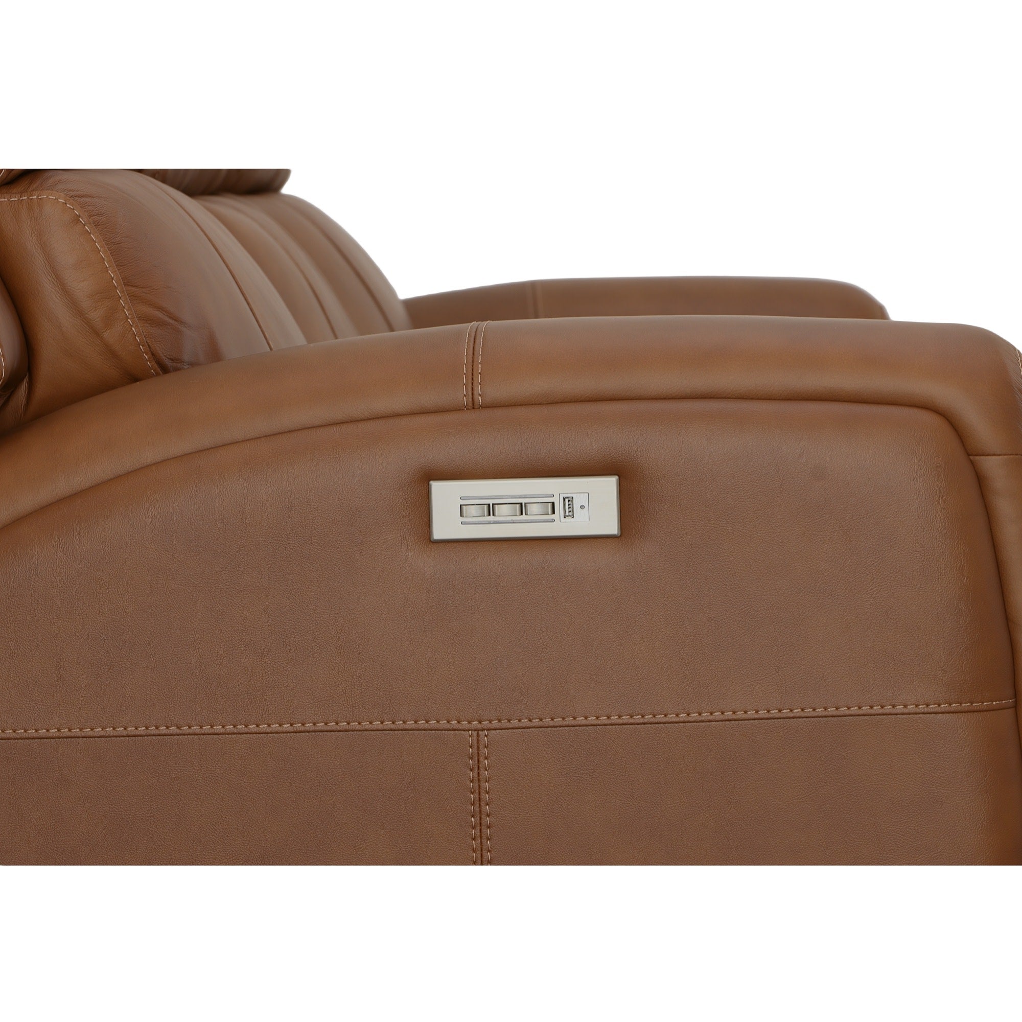 Linden Caramel Leather Power Reclining Sofa with Power Headrests & Lumbar