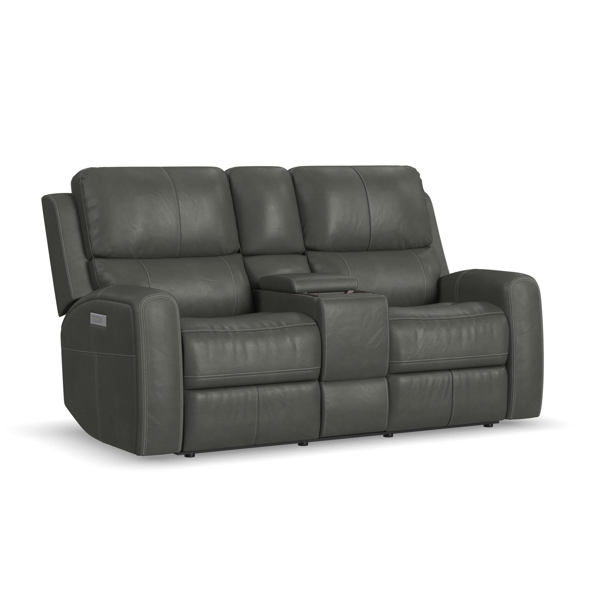 Lynhollynセット Linden Caramel Leather Power Reclining Loveseat with Console