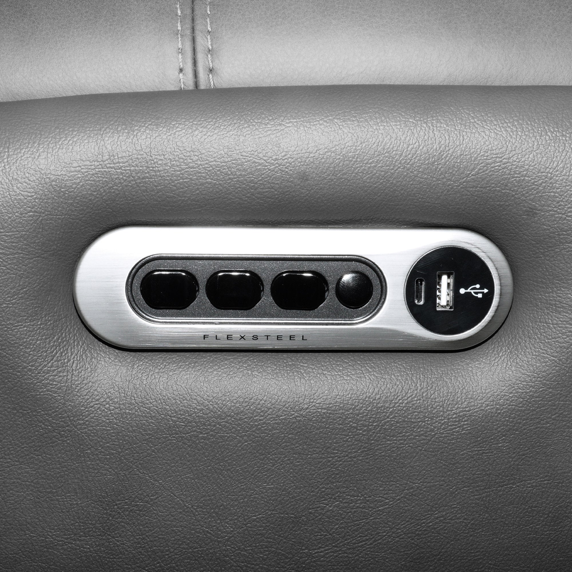 Linden Charcoal Leather Power Reclining Sectional with Power Headrest & Lumbar