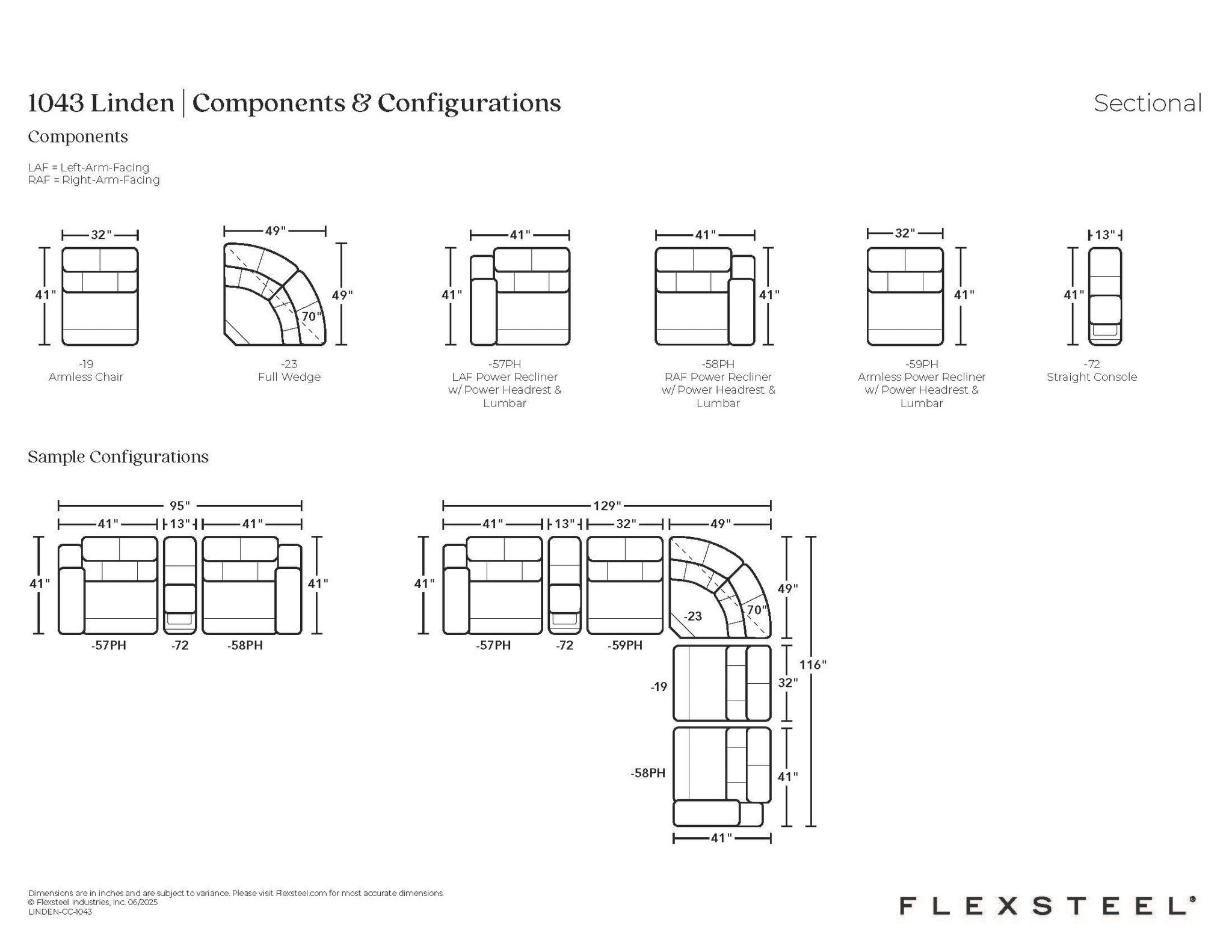 Linden Charcoal Leather Power Reclining Sectional with Power Headrests & Lumbar