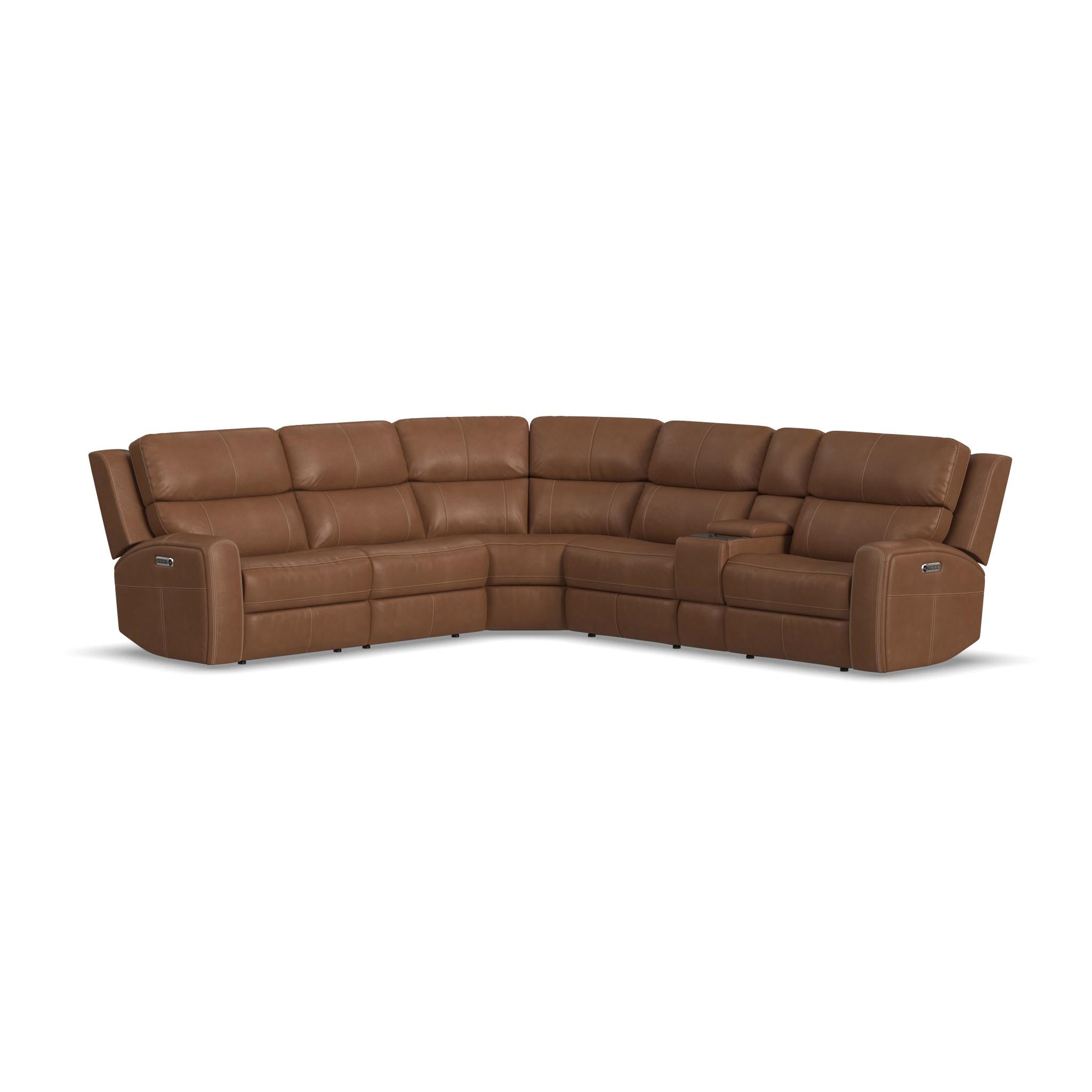 Linden Leather Power Reclining Sectional with Power Headrests & Lumbar