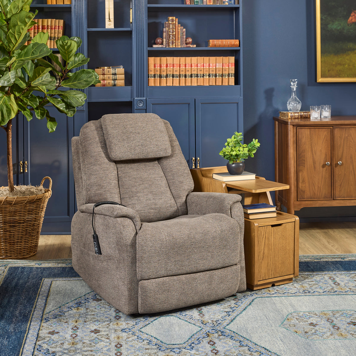 Zecliner Model 3+ Petite Fabric Power Lift Recliner with Power Headrest, Lumbar, Heat & Massage