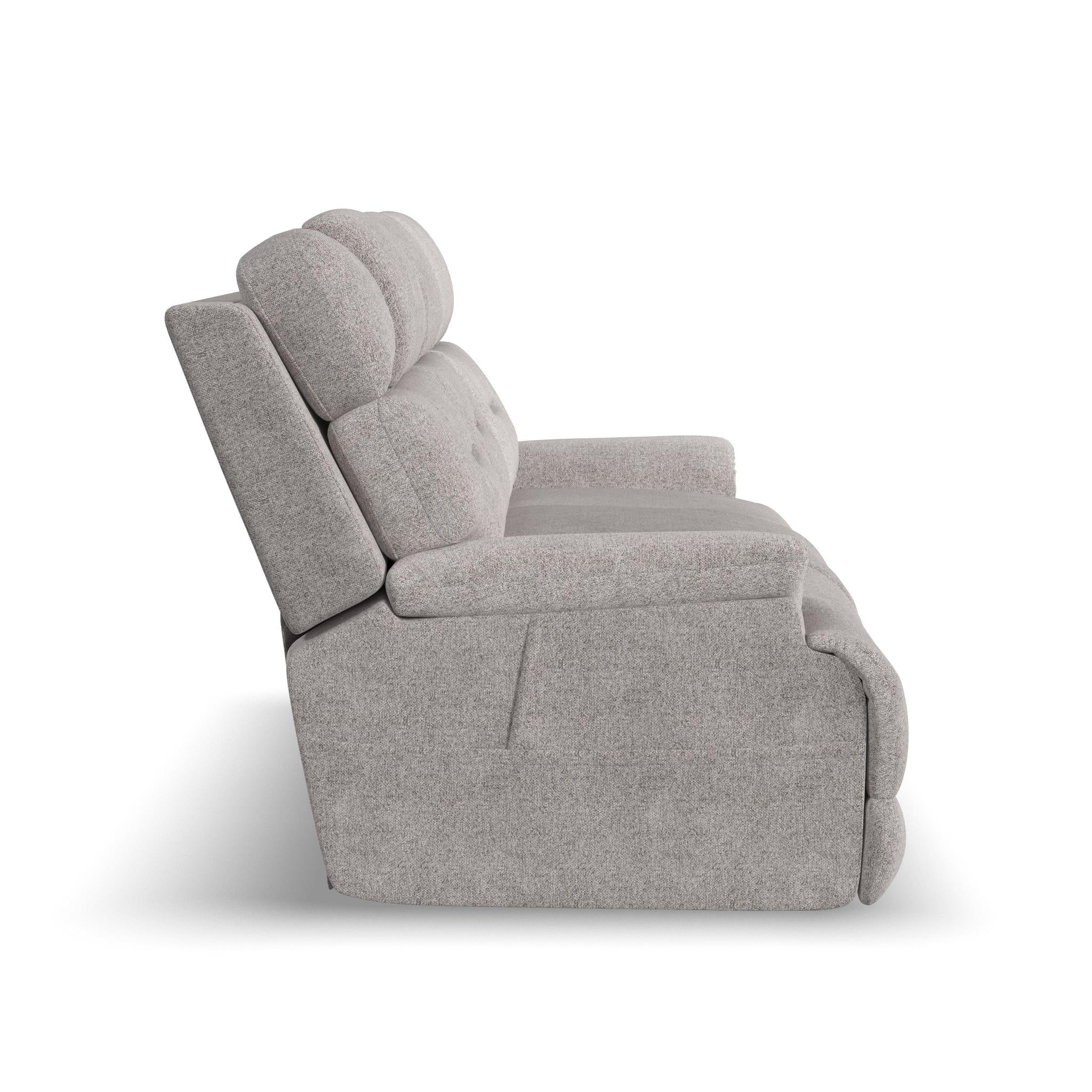 Zecliner Zofa Dove Fabric Power Reclining Sofa with, Power Headrest, Lumbar, Heat & Massage