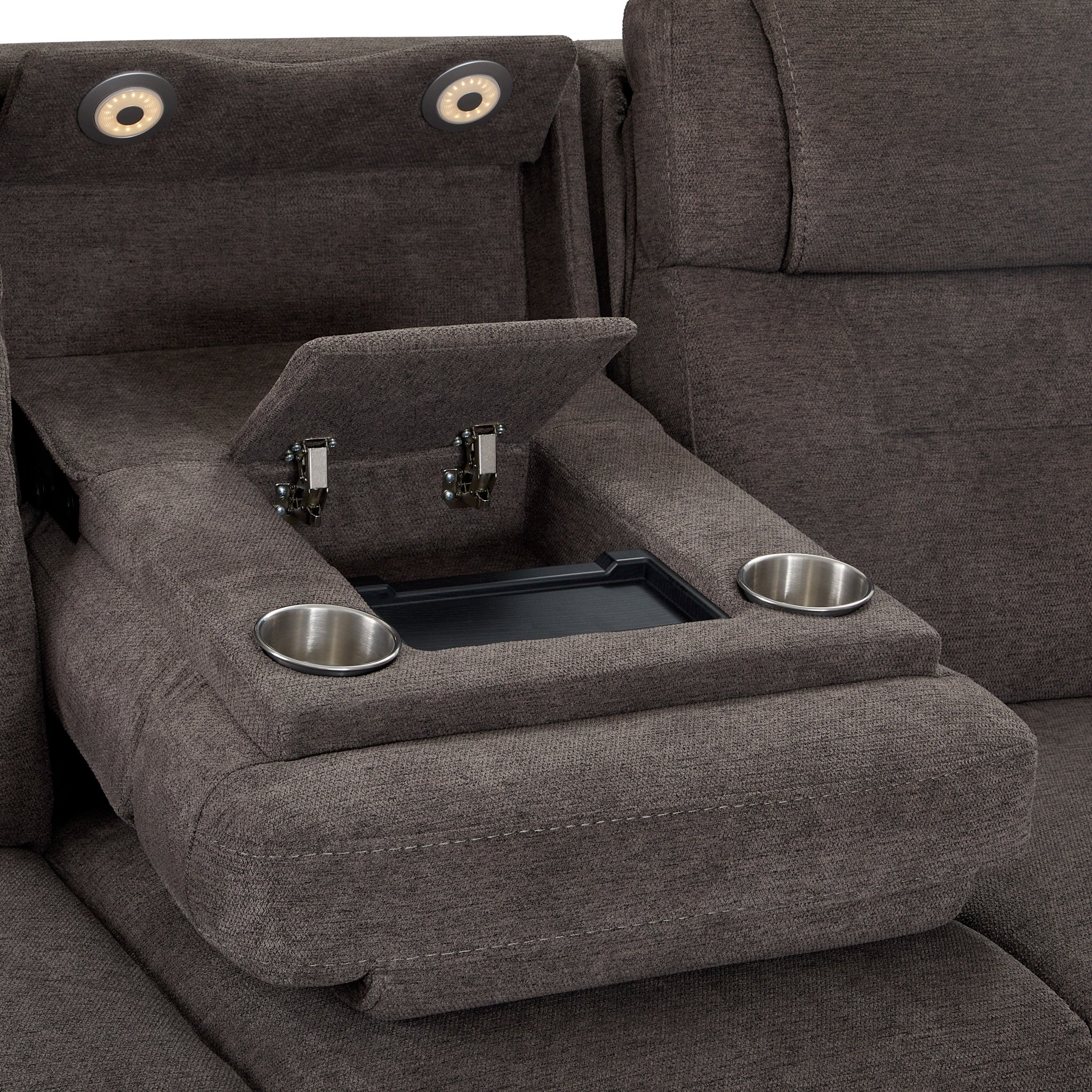 Zecliner Zofa Umber Fabric Power Sleep Sofa with Power Headrests & Lumbar