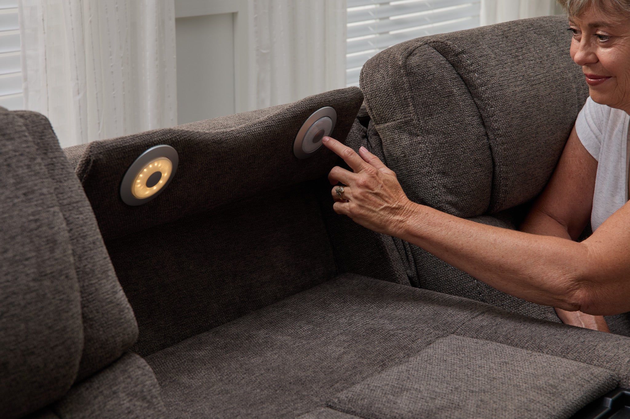Zecliner Zofa Umber Fabric Power Sleep Sofa with Power Headrests & Lumbar