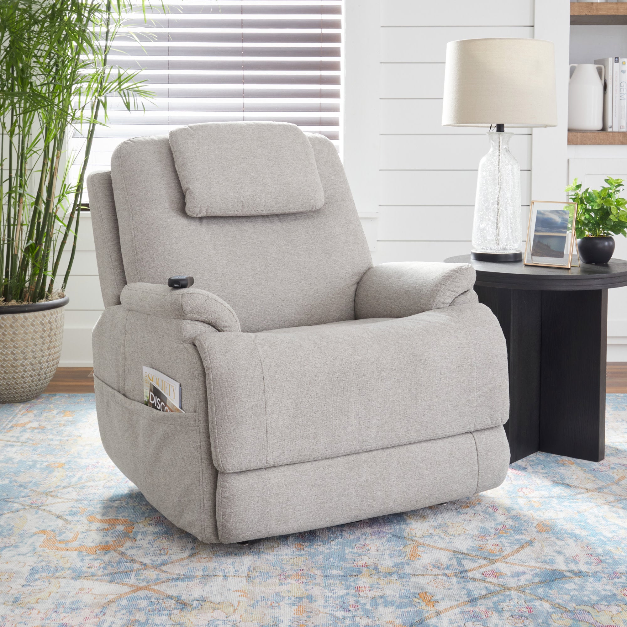 Zecliner Model 2 Petite Dove Fabric Power Lift Sleep Recliner with Power Headrest & Lumbar