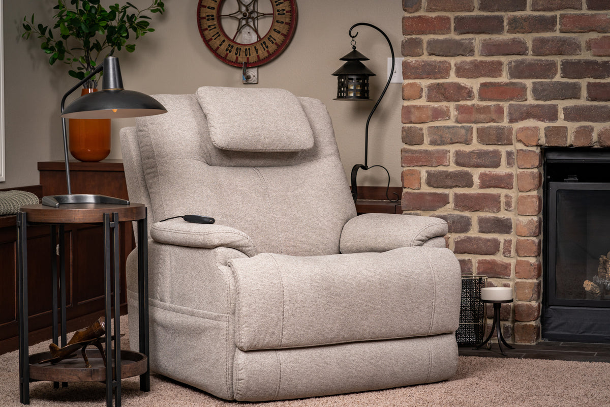 Zecliner Model 1 Dove Fabric Power Sleep Recliner with Power Headrest & Lumbar