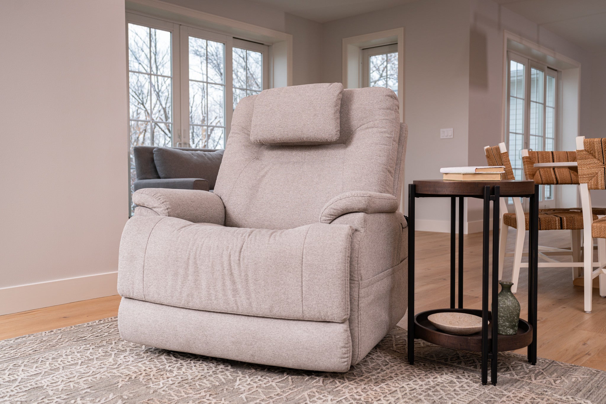 Zecliner Model 2 Dove Fabric Power Sleep Recliner with Power Headrest & Lumbar
